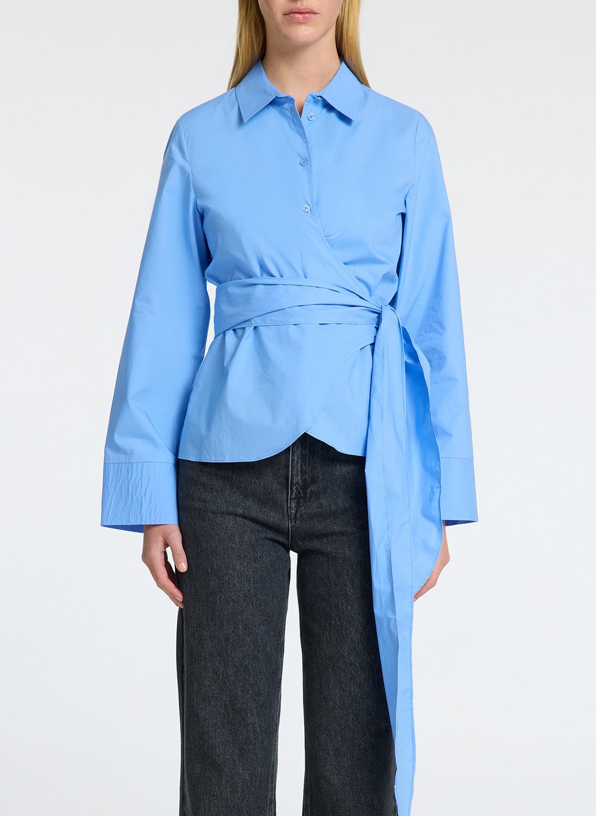 Straight organic cotton shirt SELECTED Blue