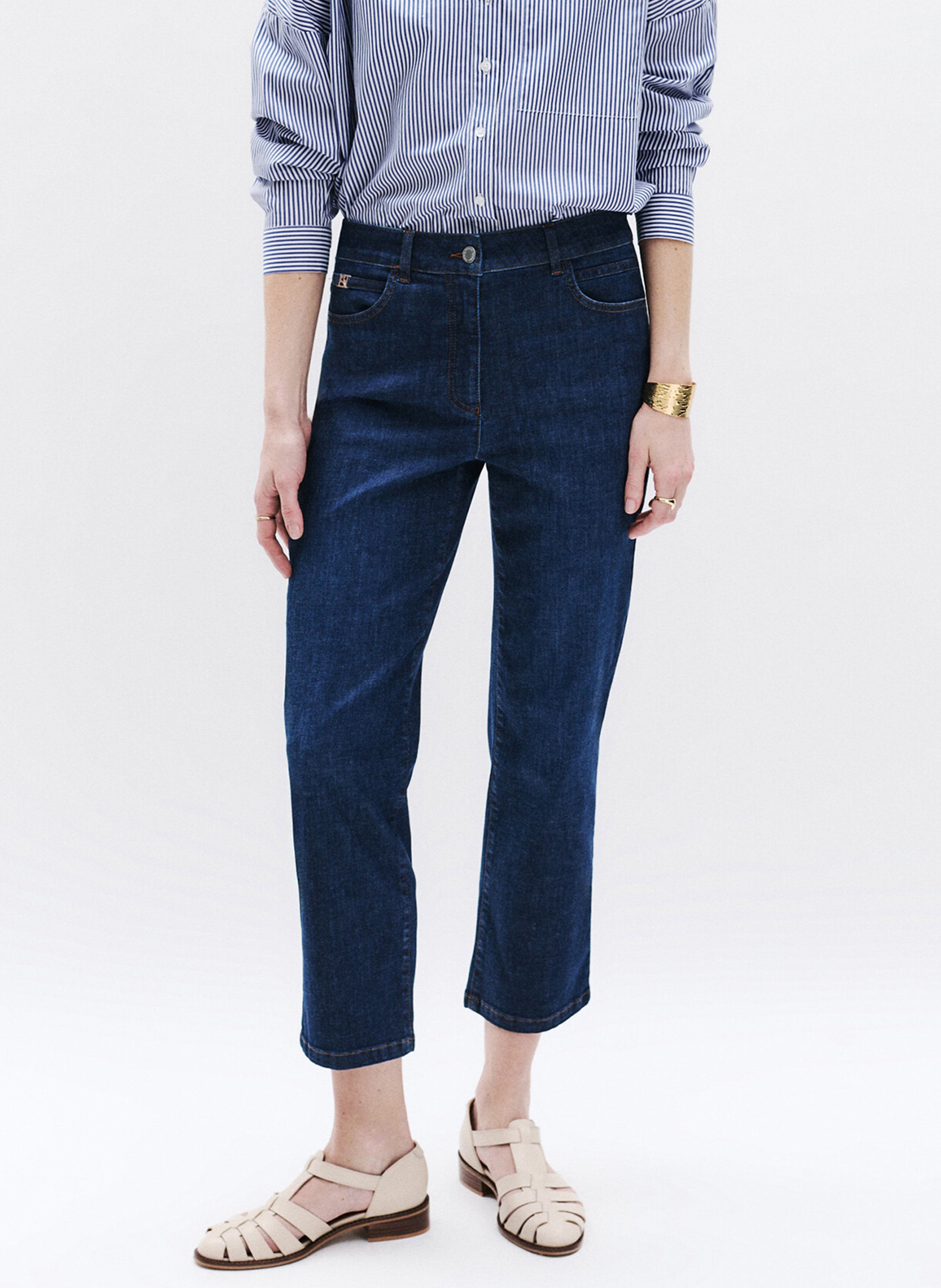 Denim cropped pants CAROLL Blue