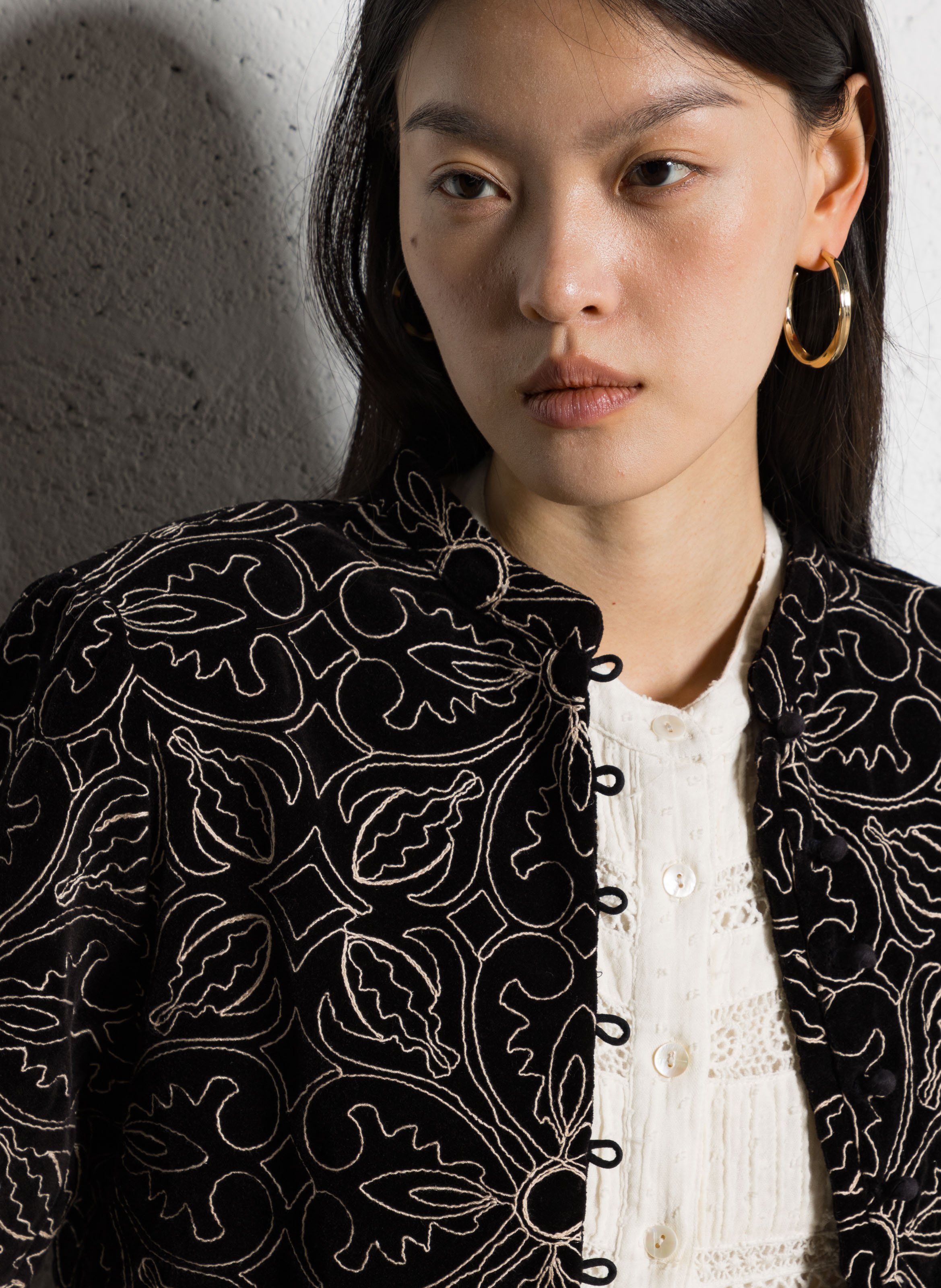 Cropped cotton jacket MAISON HOTEL Black