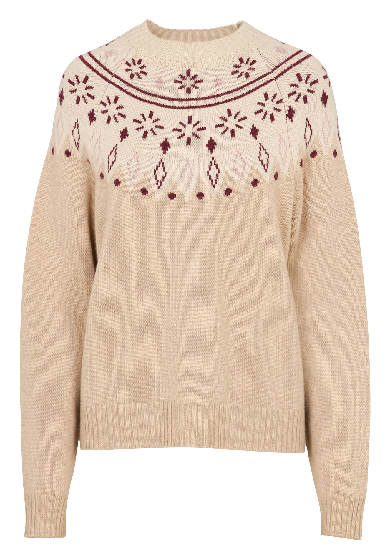 Straight knit sweater with printed pattern IKKS Beige