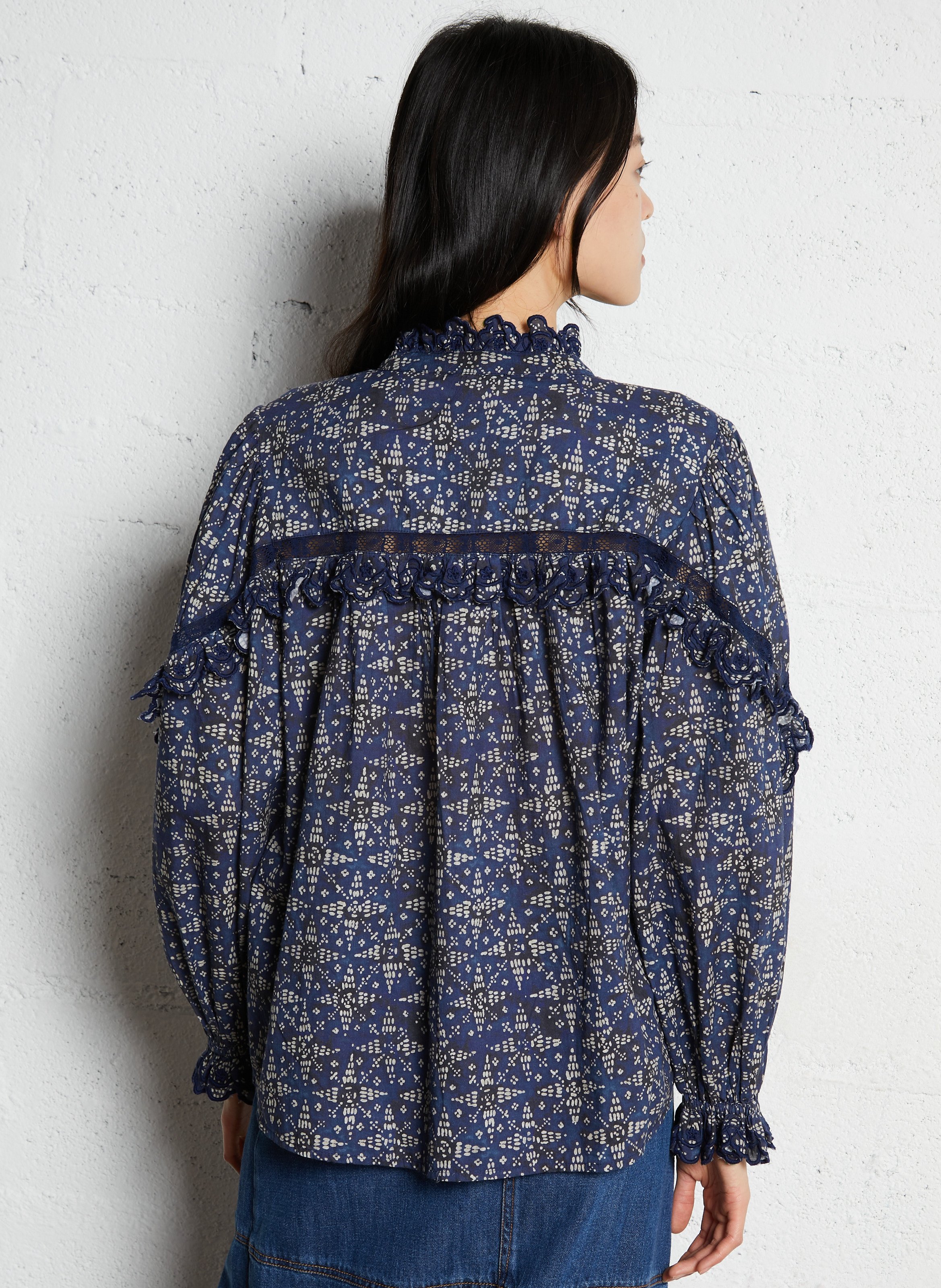 Straight printed cotton shirt LOUISE MISHA Blue