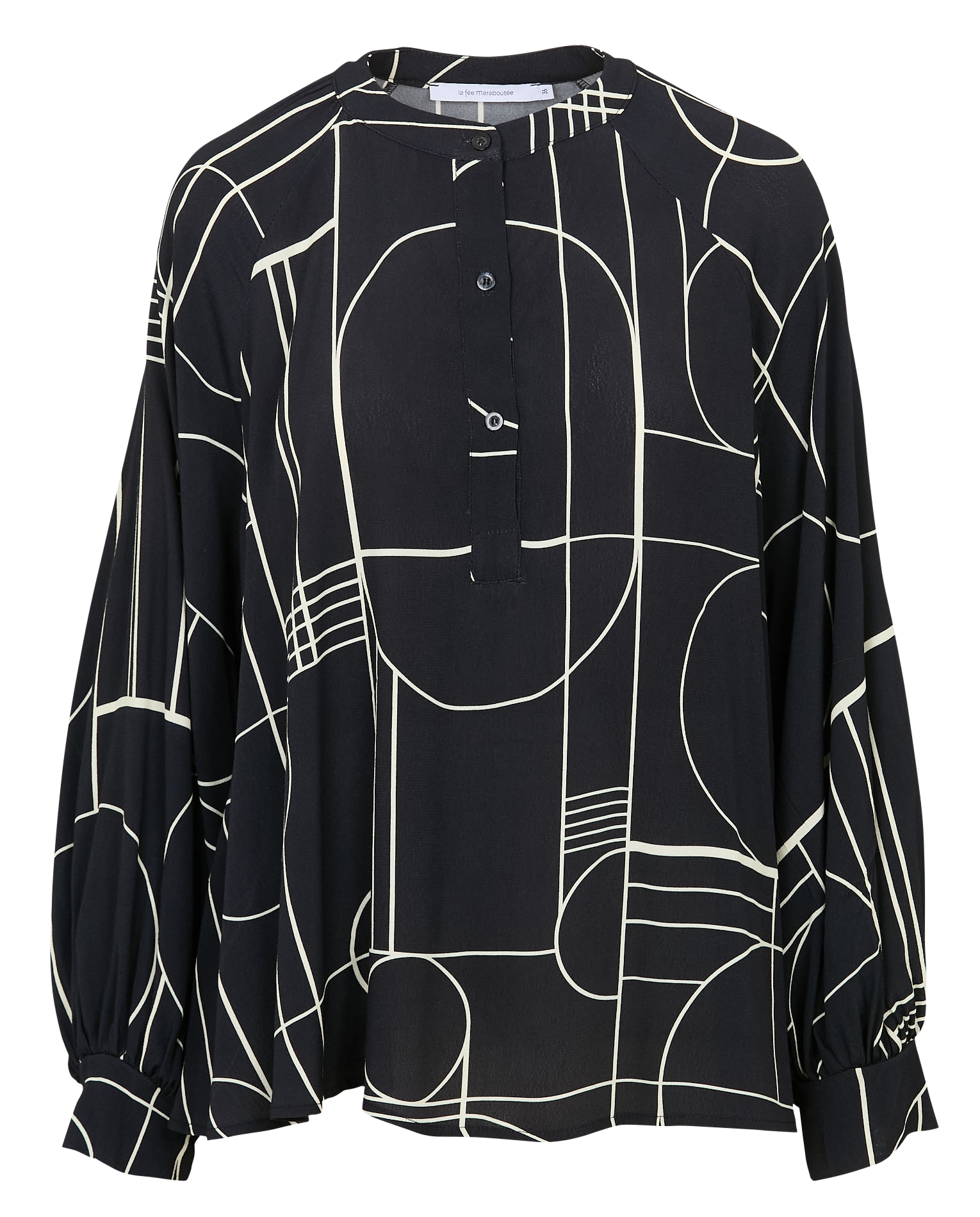 Blouse col rond imprimée LA FEE MARABOUTEE Noir