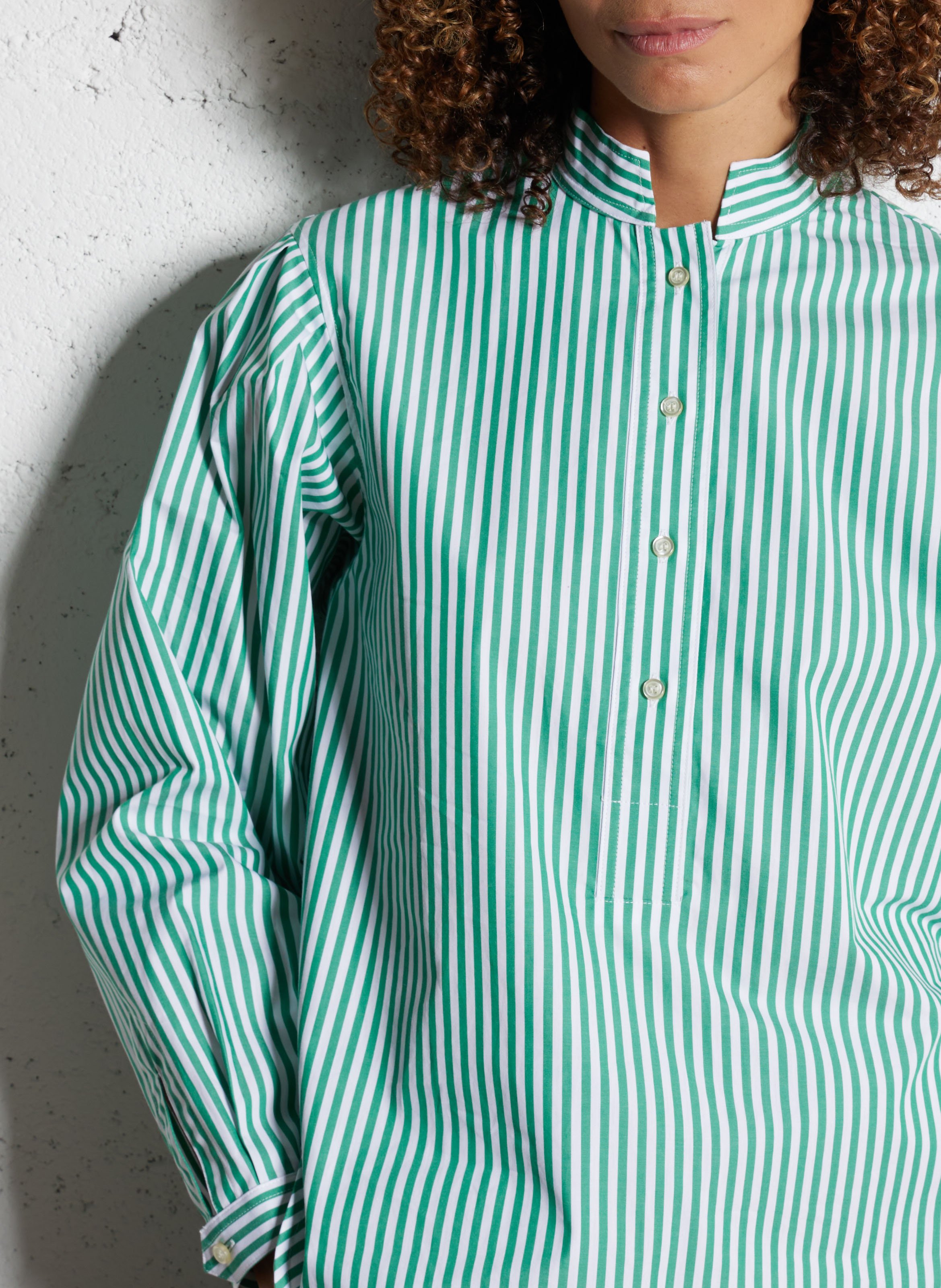 Blouse ample rayée en coton LEON & HARPER Vert