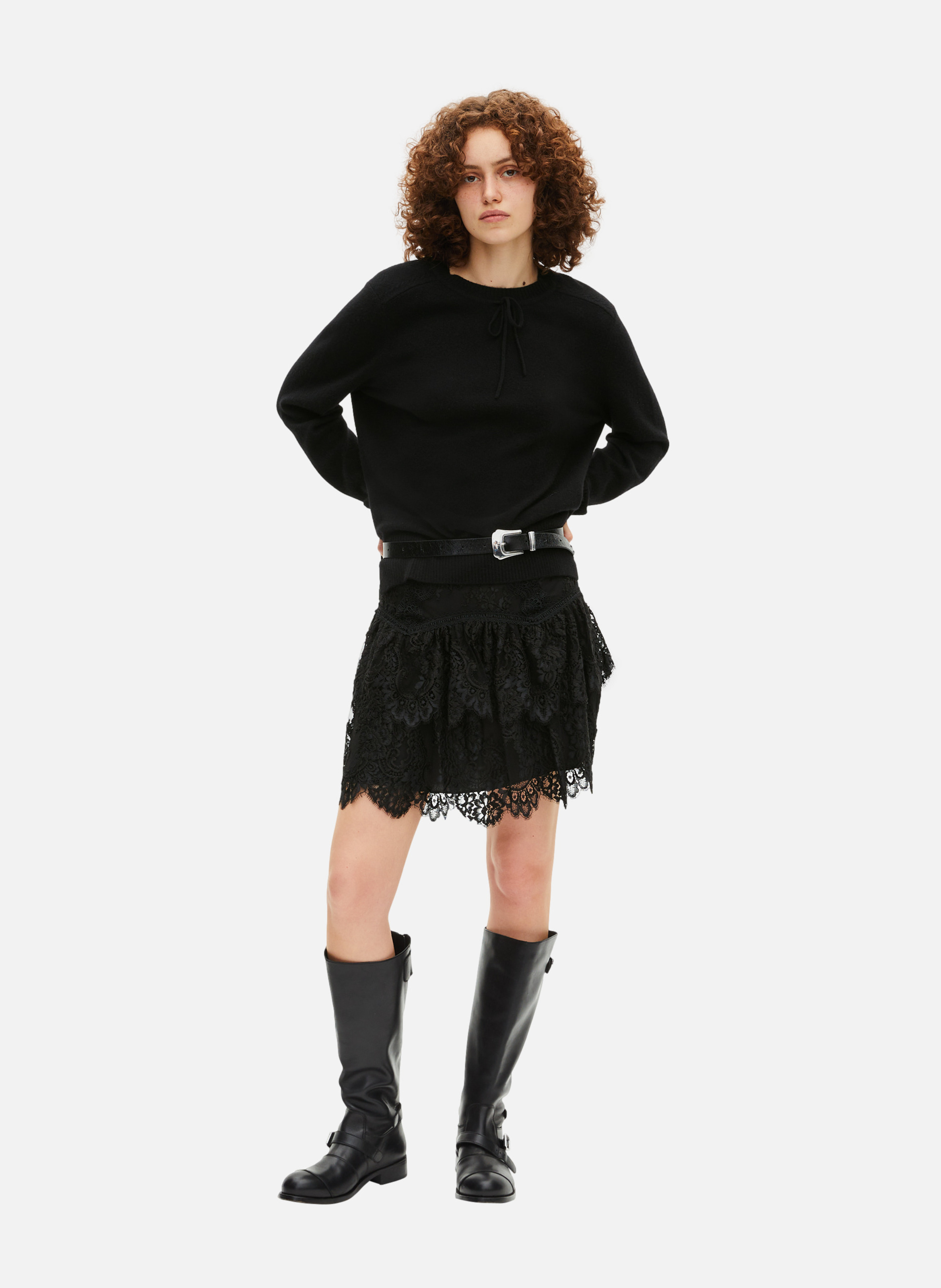 Belted cashmere sweater THE KOOPLES Black