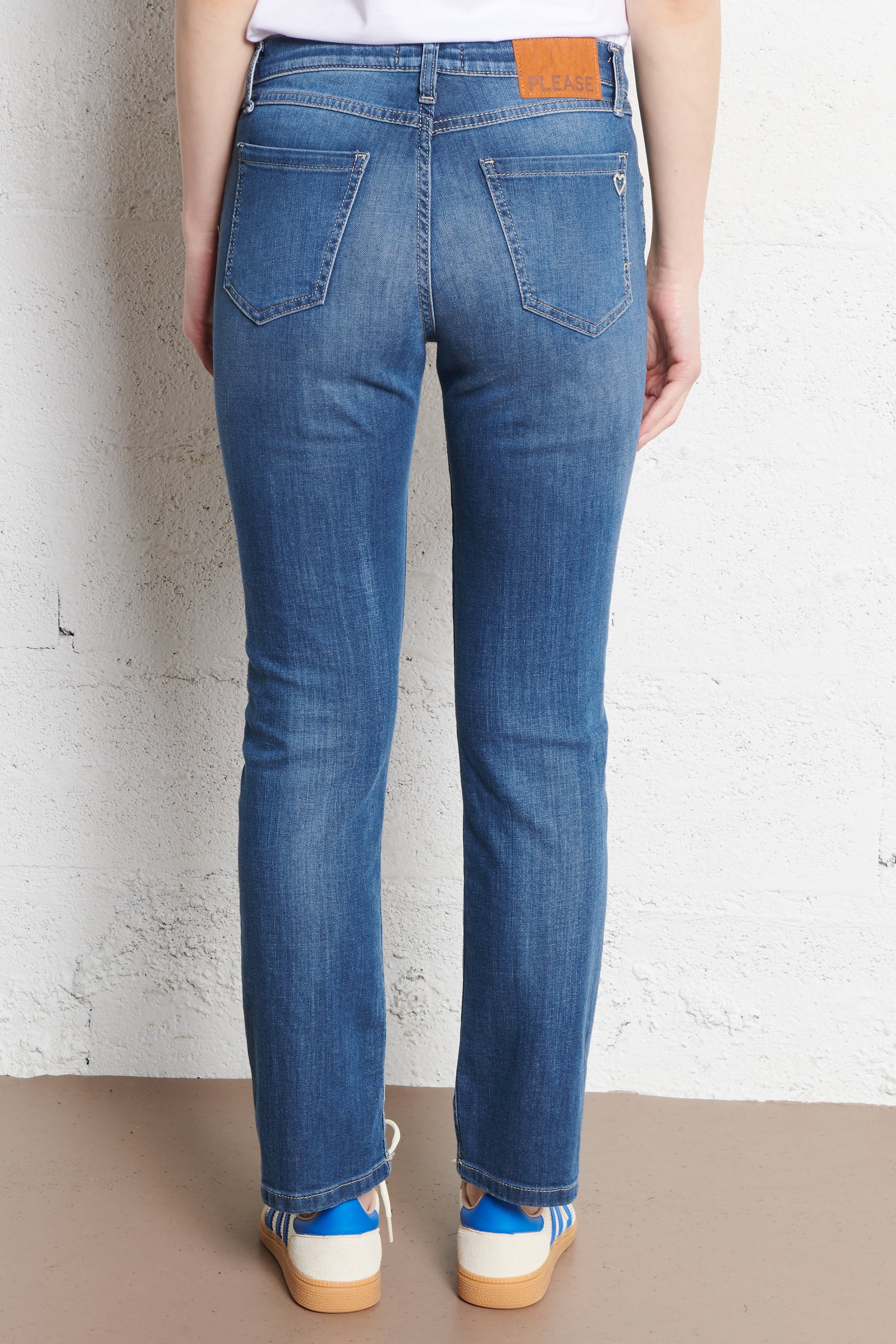 Jean droit en coton mélangé PLEASE Bleu