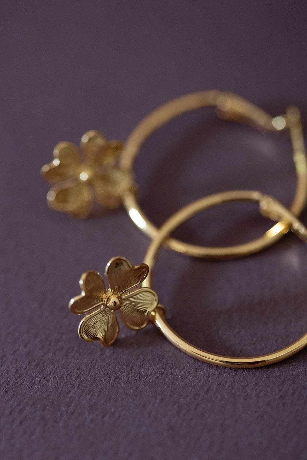 Small silver-plated clover hoop earrings MONSIEUR SIMONE Golden