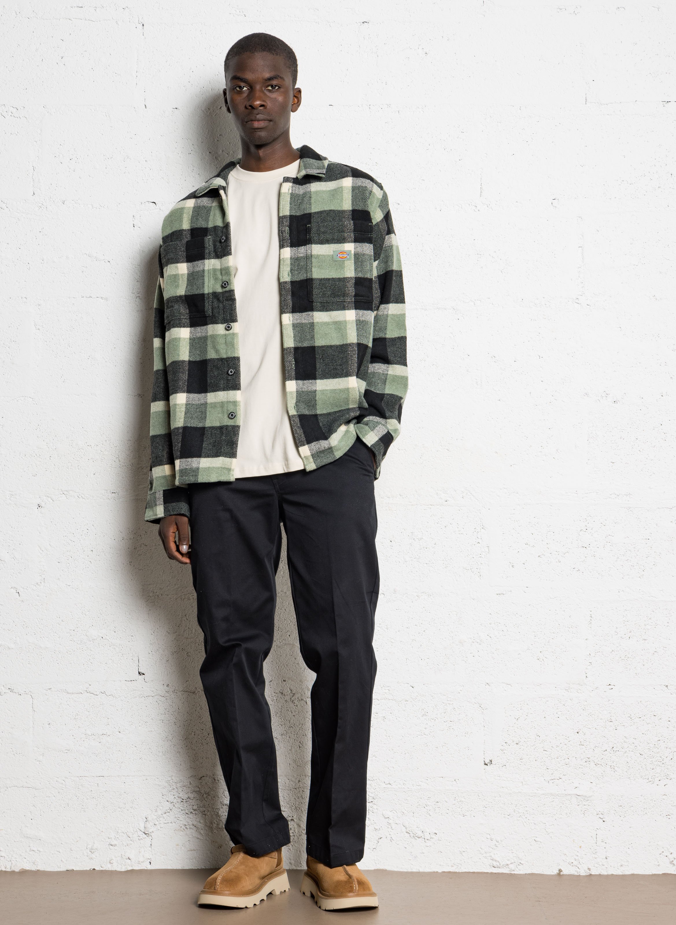 Recht overshirt met klassieke kraag DICKIES Groen