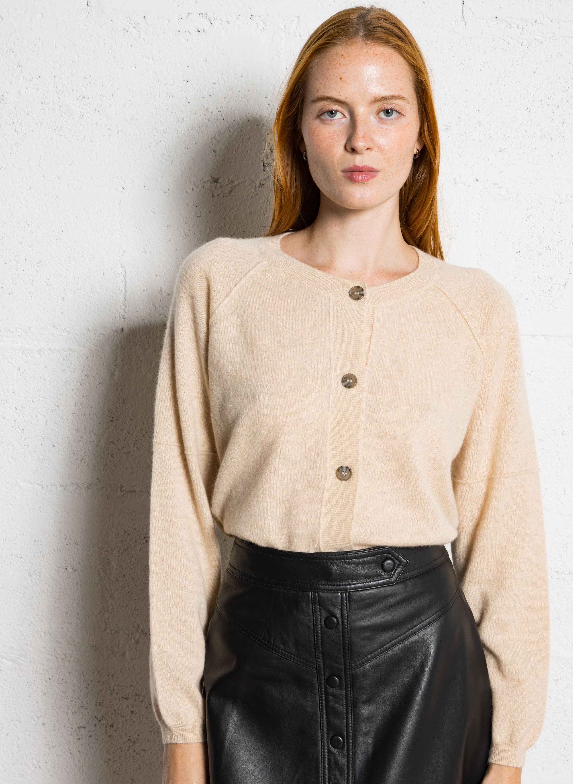 Ronde hals trui in effen kasjmier MAISON 123