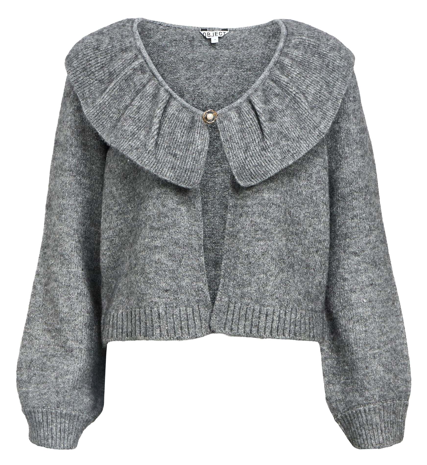 Recht gebreid vest met ronde hals OBJECT Grijs