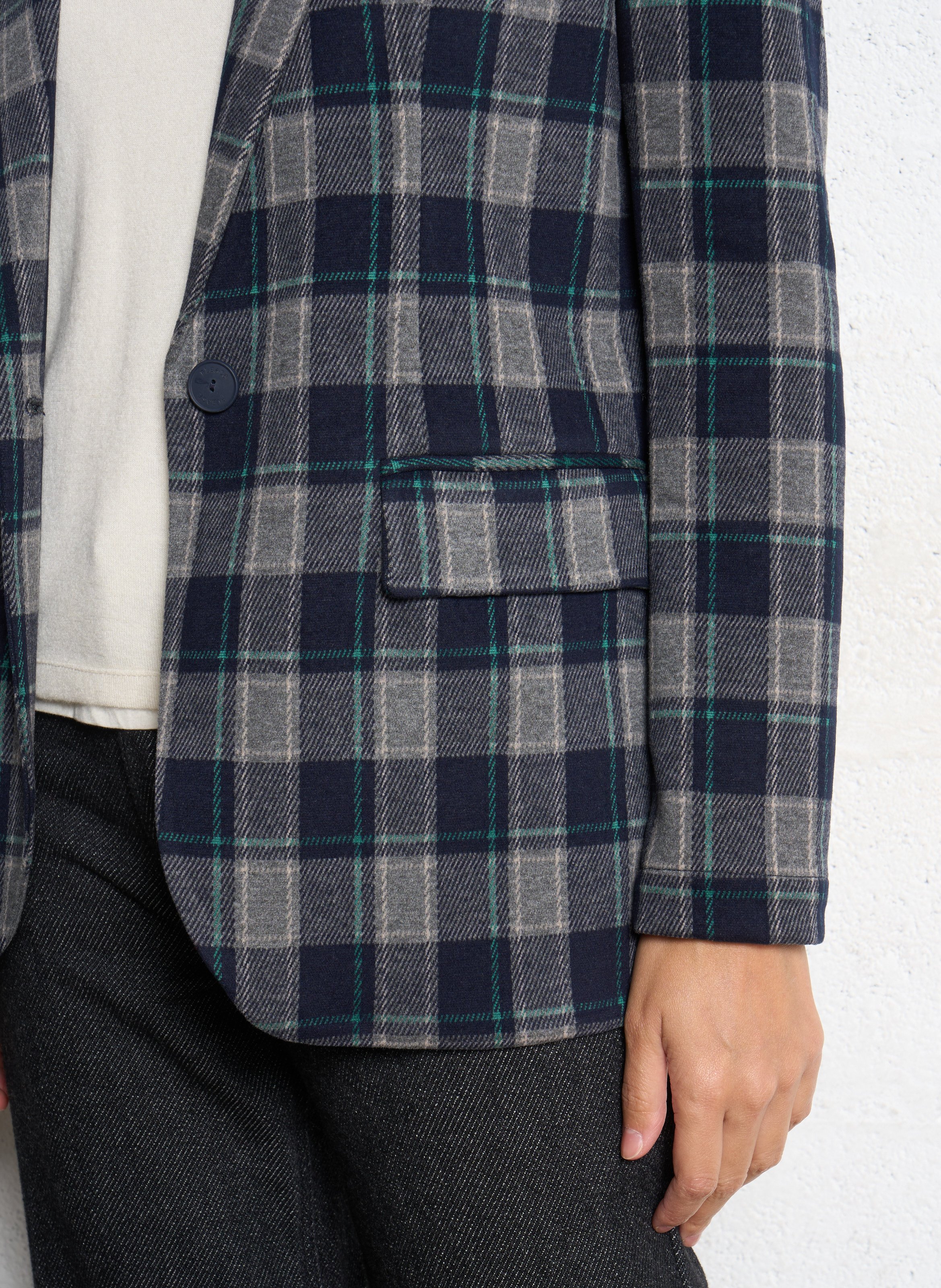 Veste tailleur droite à carreaux PLEASE Bleu