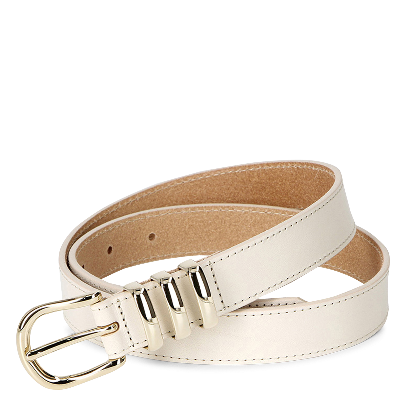 Glattleder-Gürtel mit Schnalle HERBERT FRERE SOEUR Beige