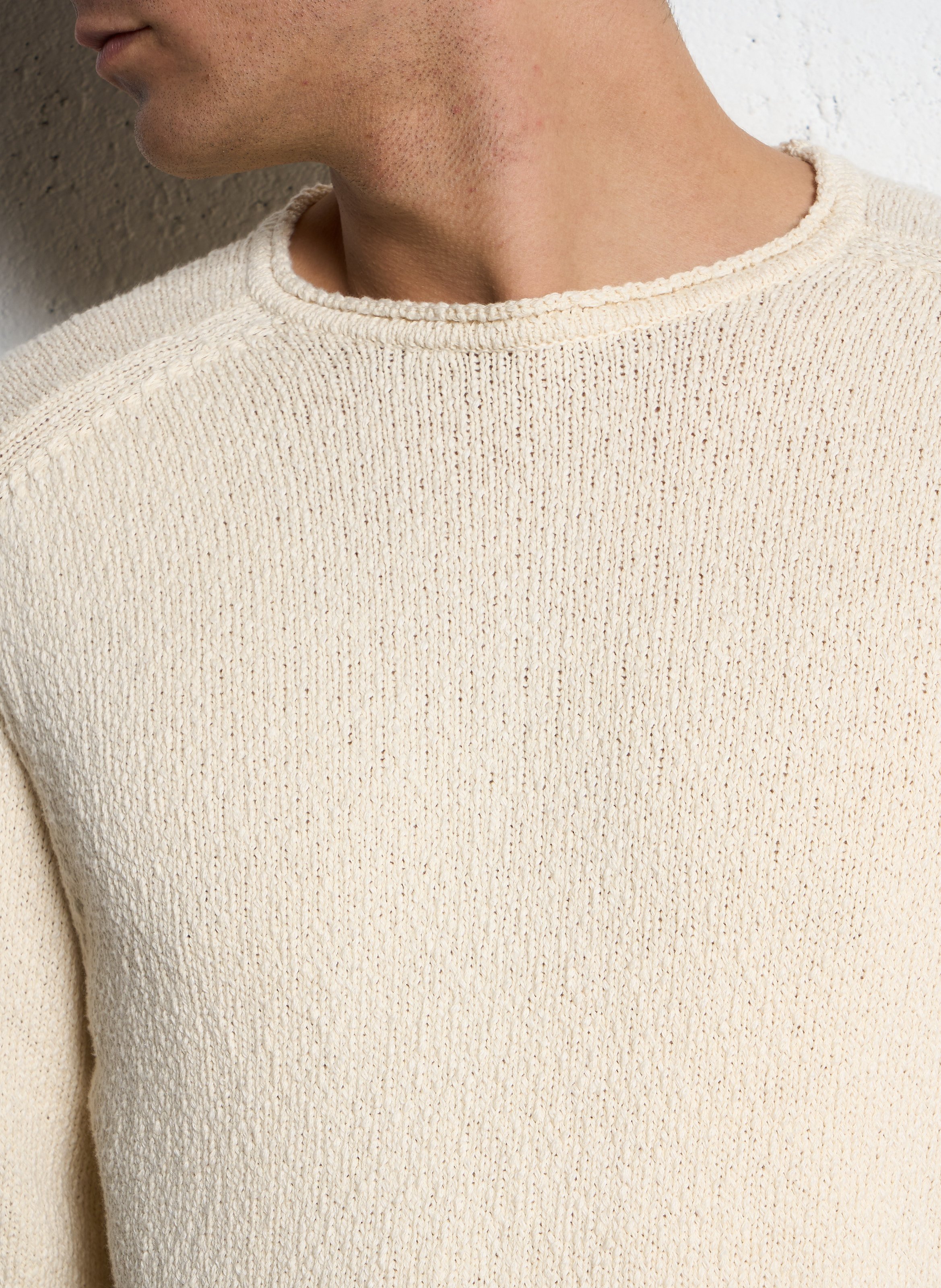 Weiter Rundhalspullover aus Baumwolle IKKS Weiss