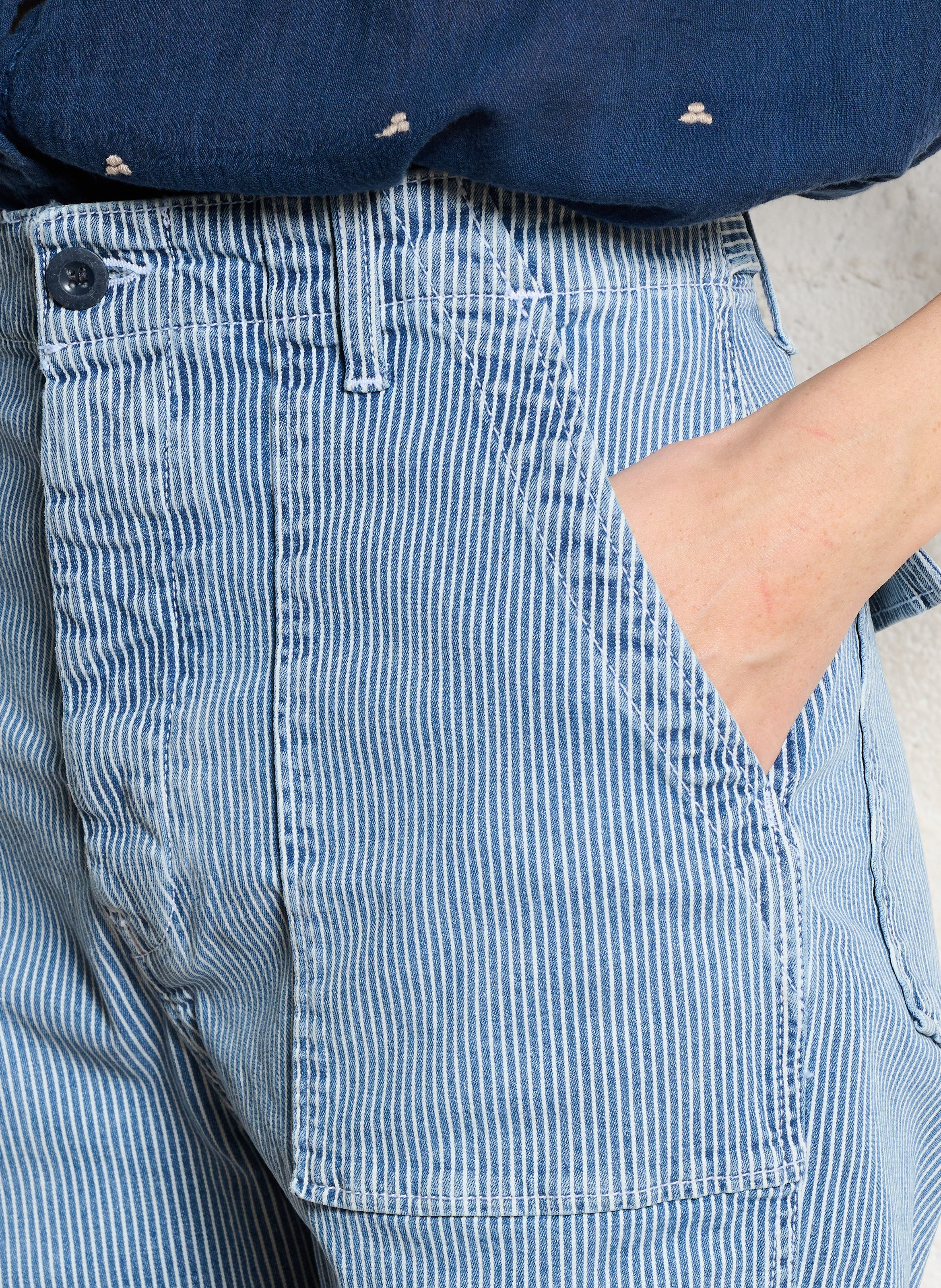 Striped denim Bermuda shorts ACQUAVERDE Blue