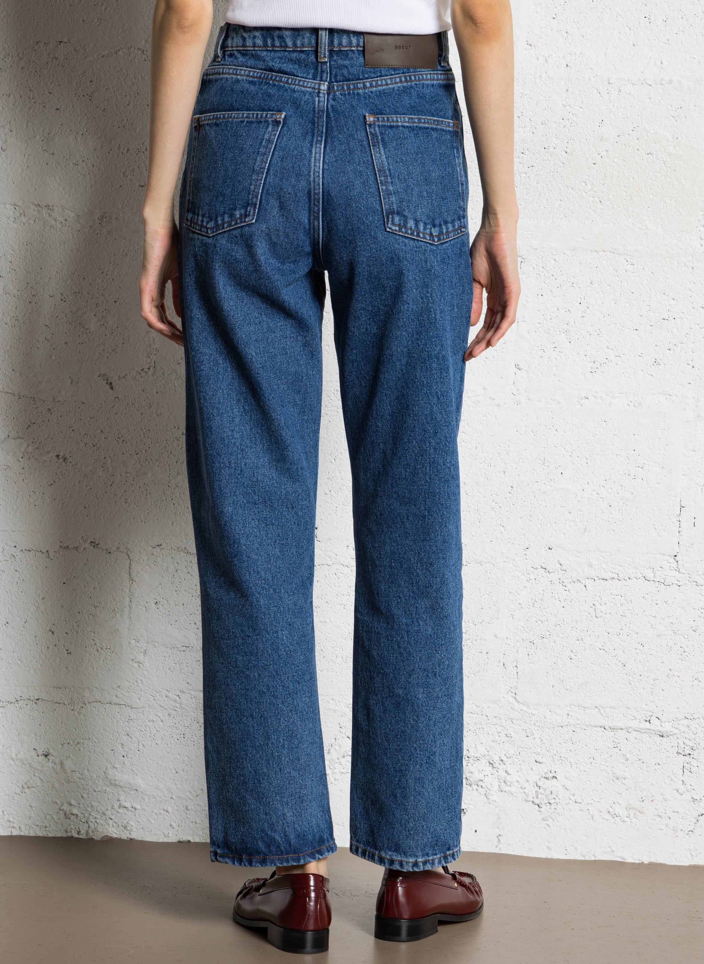 Jean droit en coton SOEUR Bleu