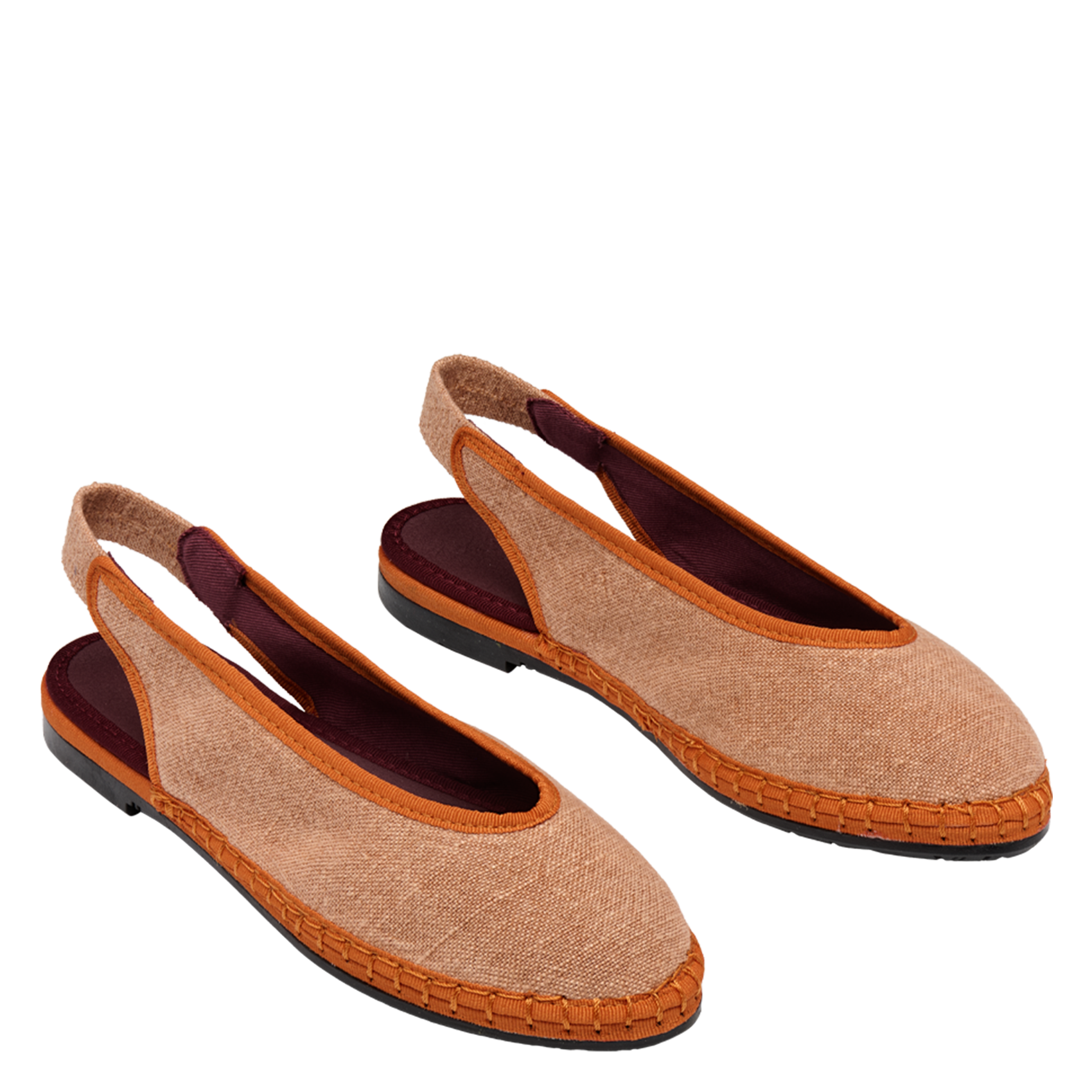 Linen ballerina flats FLABELUS Brown