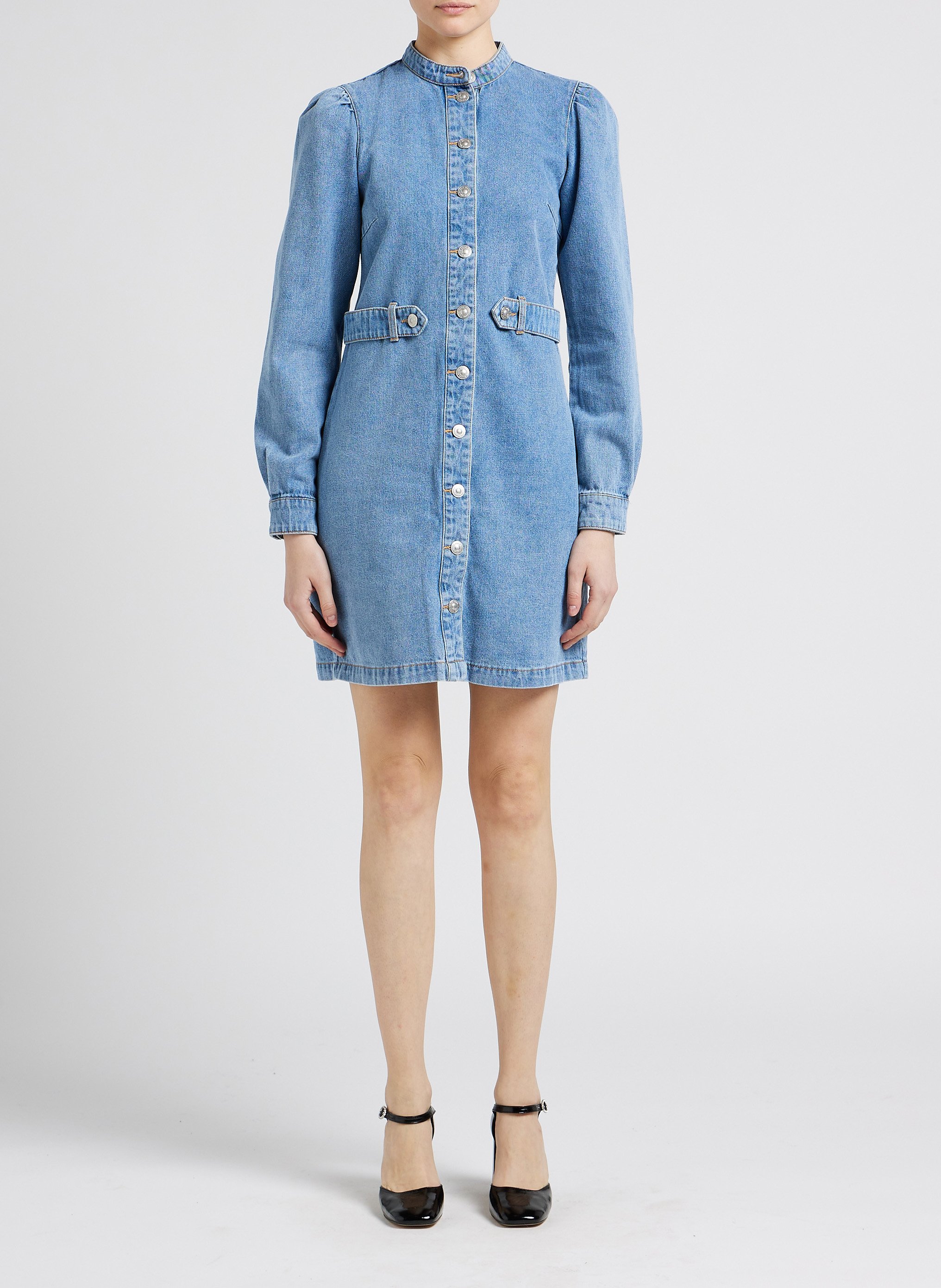 Kurzkleid aus Baumwoll-Denim PIECES Jeans ohne Waschung