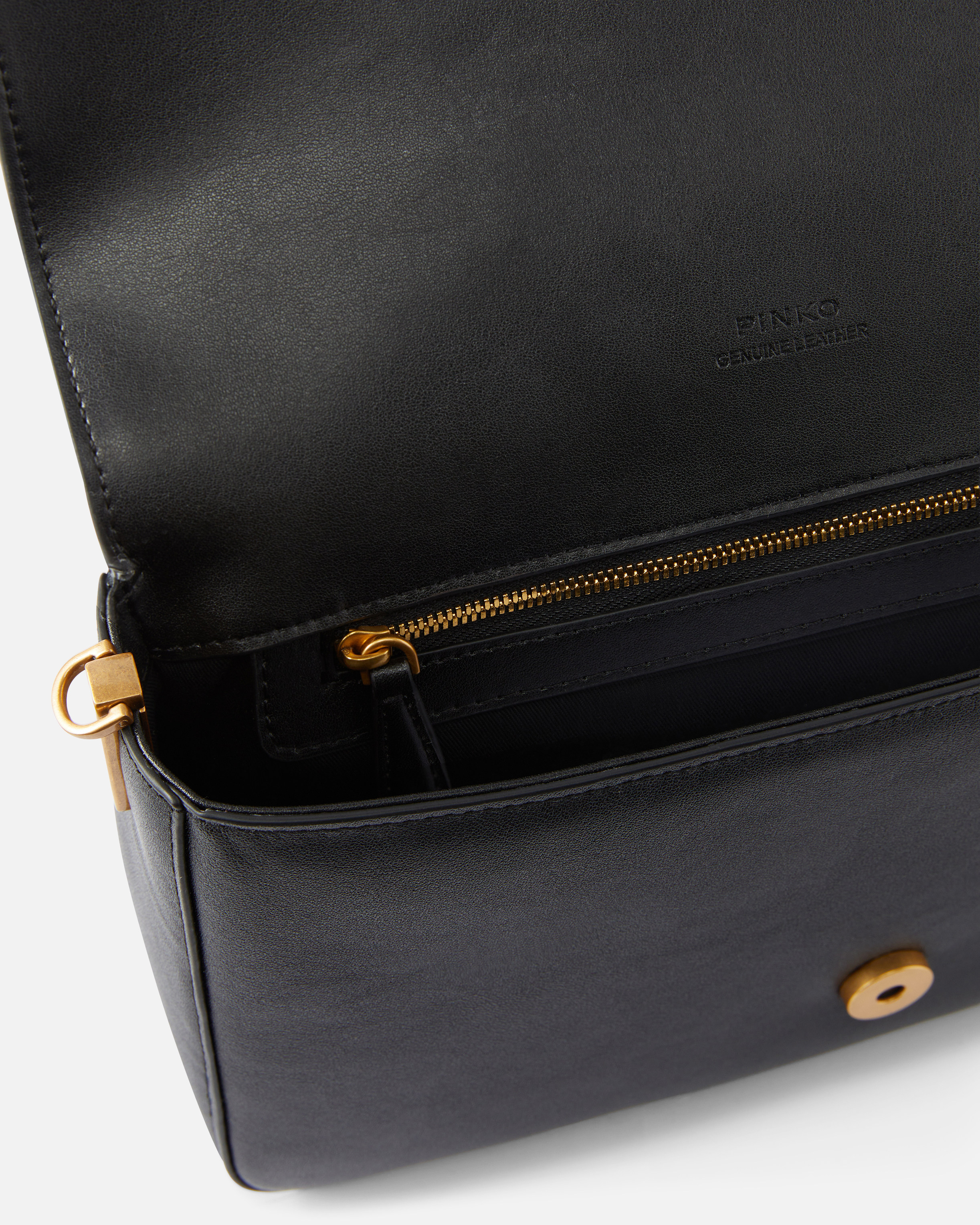 Medium Love Bag One Slouchy leather handbag with double shoulder strap PINKO Black