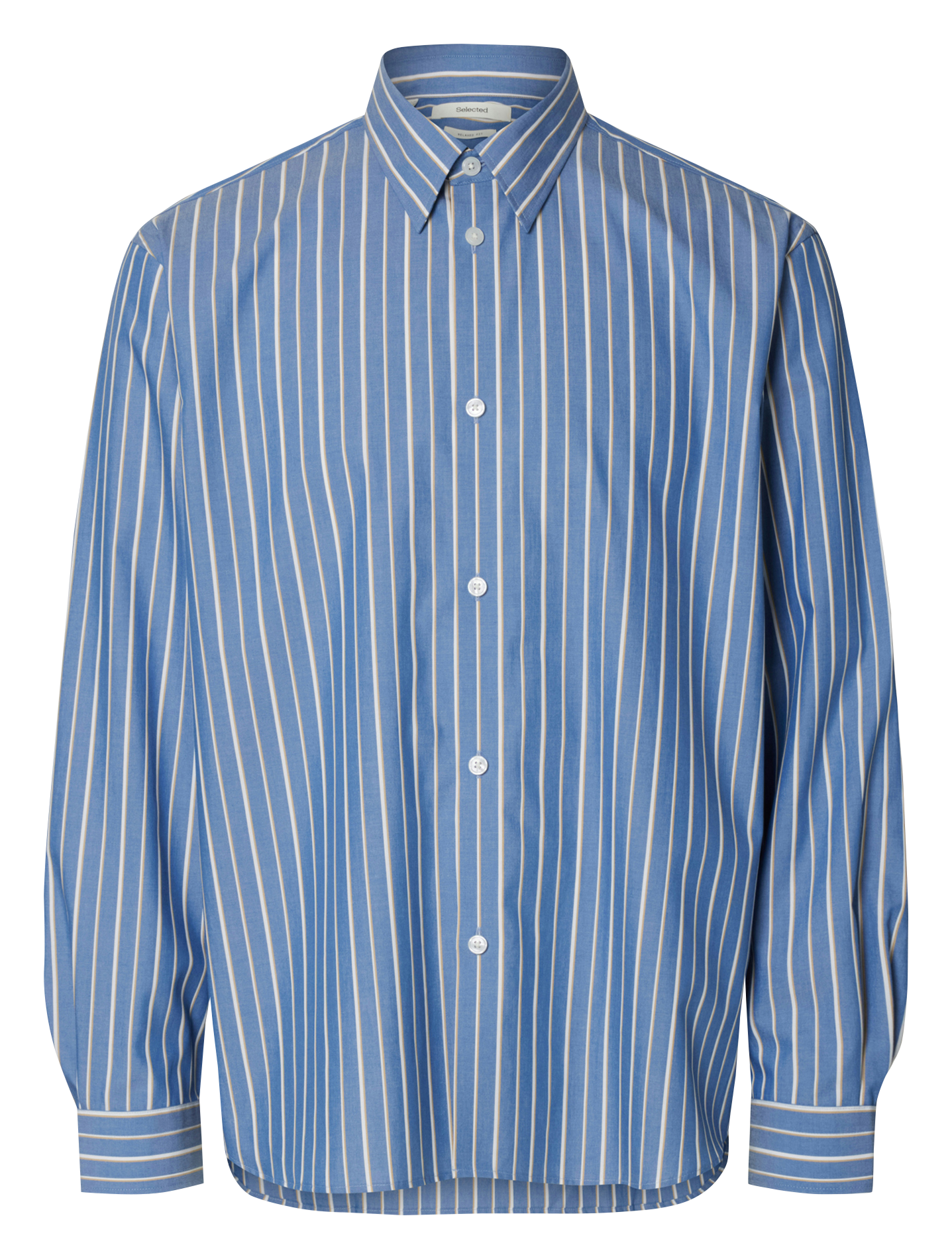 Chemise droite col classique en coton SELECTED Bleu