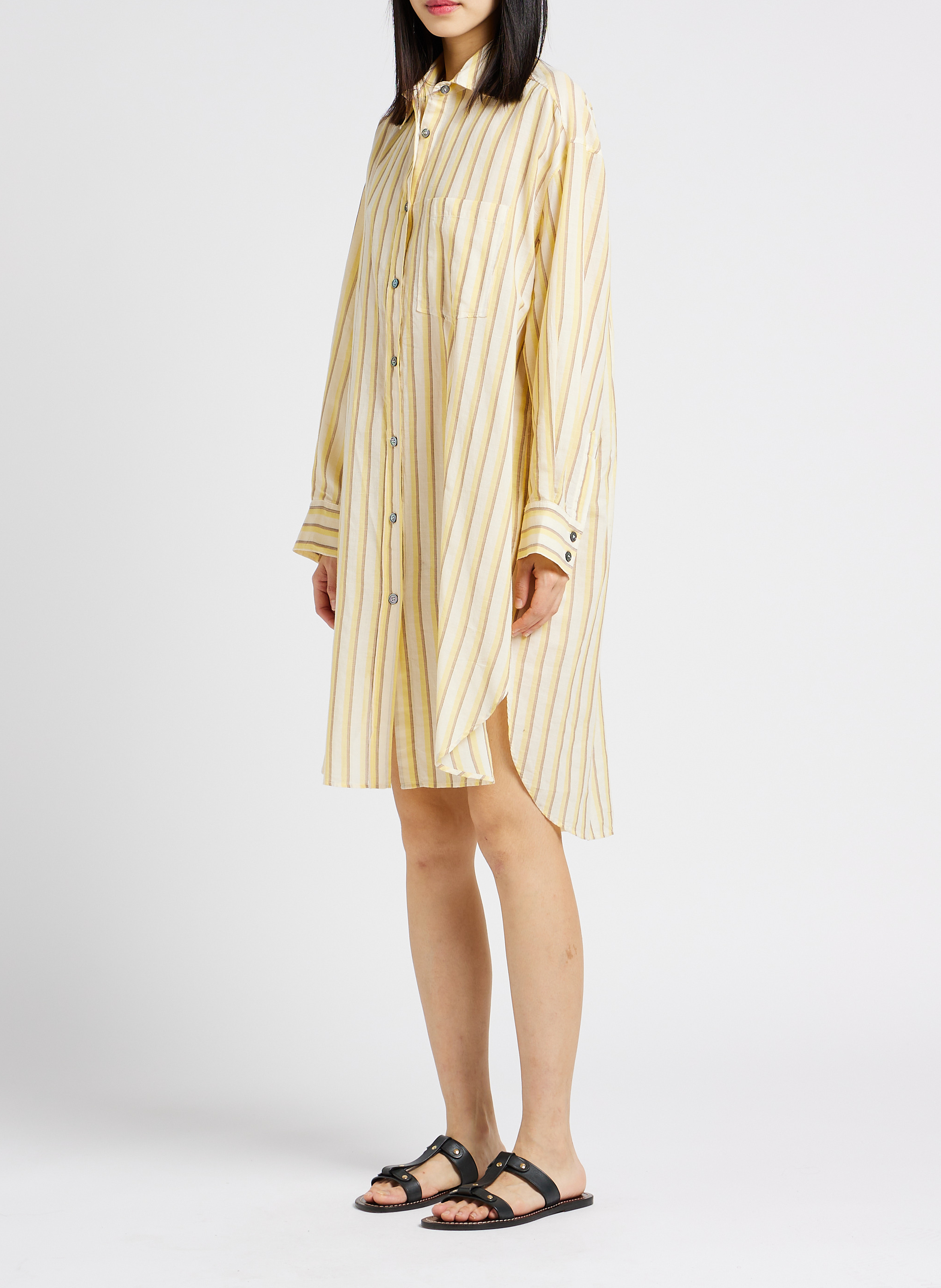 Overhemdjurk met klassieke kraag | katoenblend POMANDERE Gestreepte