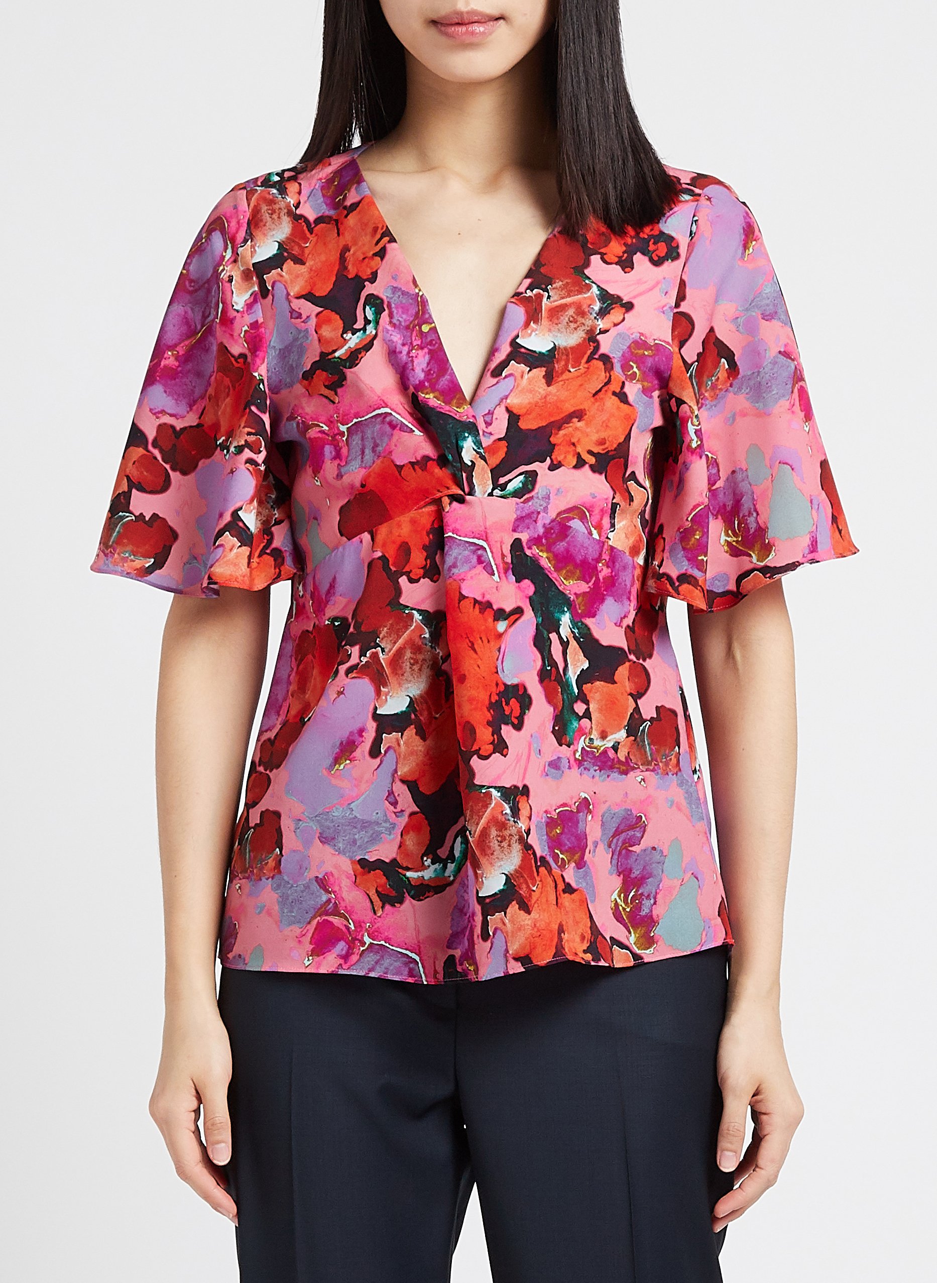 Top mit V-Ausschnitt und Print PAUL SMITH Rosa