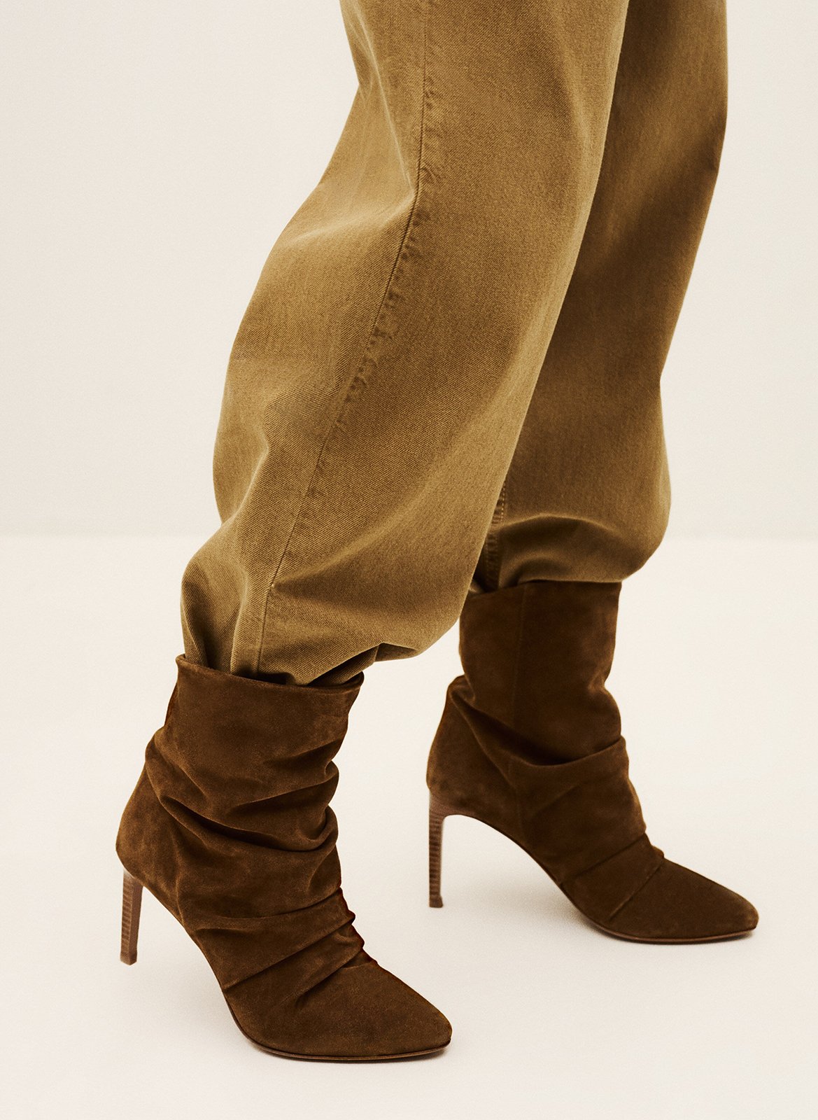 Bottines plissées à talons en cuir BA&SH Marron