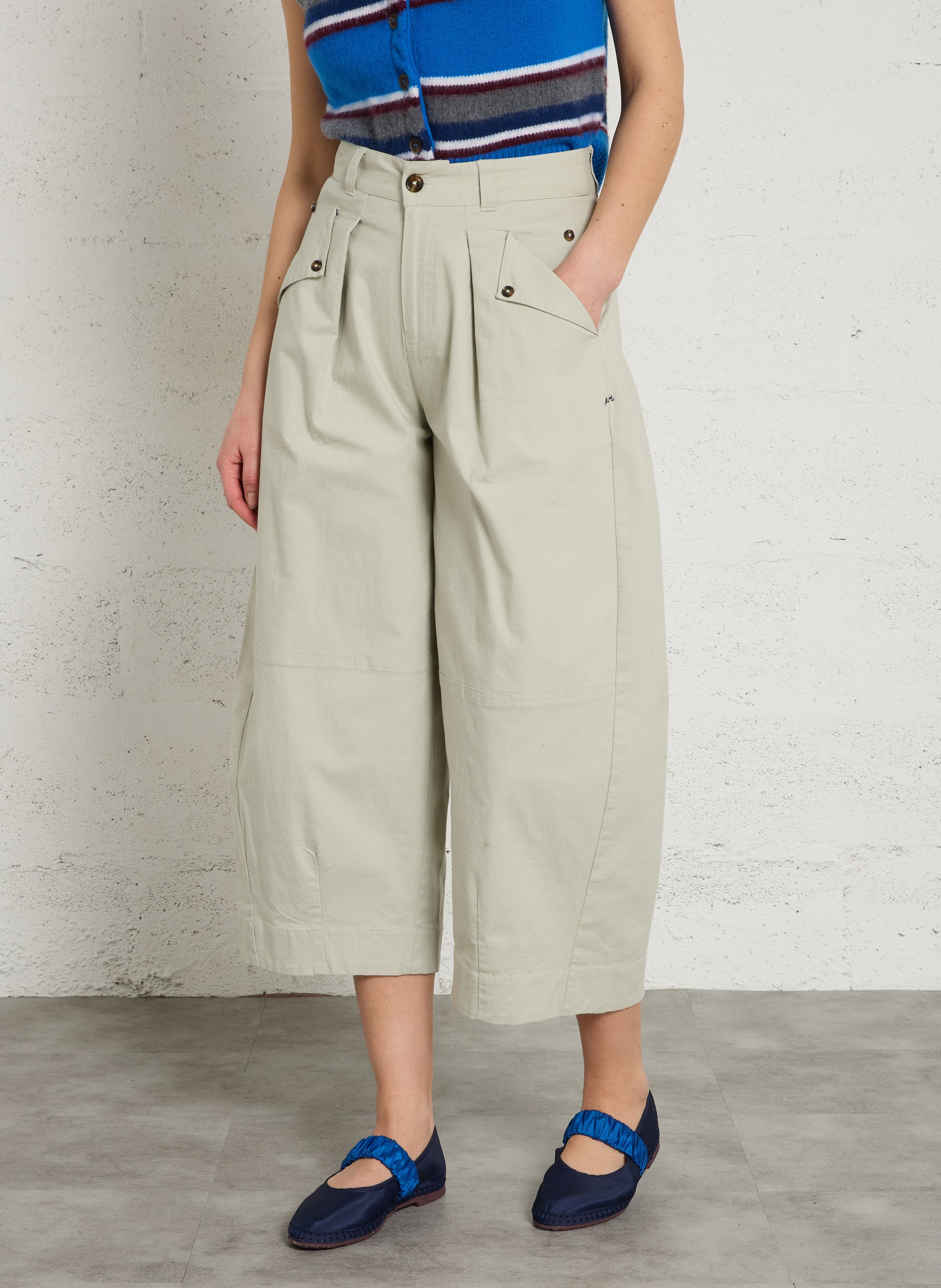 Wide-leg organic cotton-blend pants DAMSON MADDER Grey