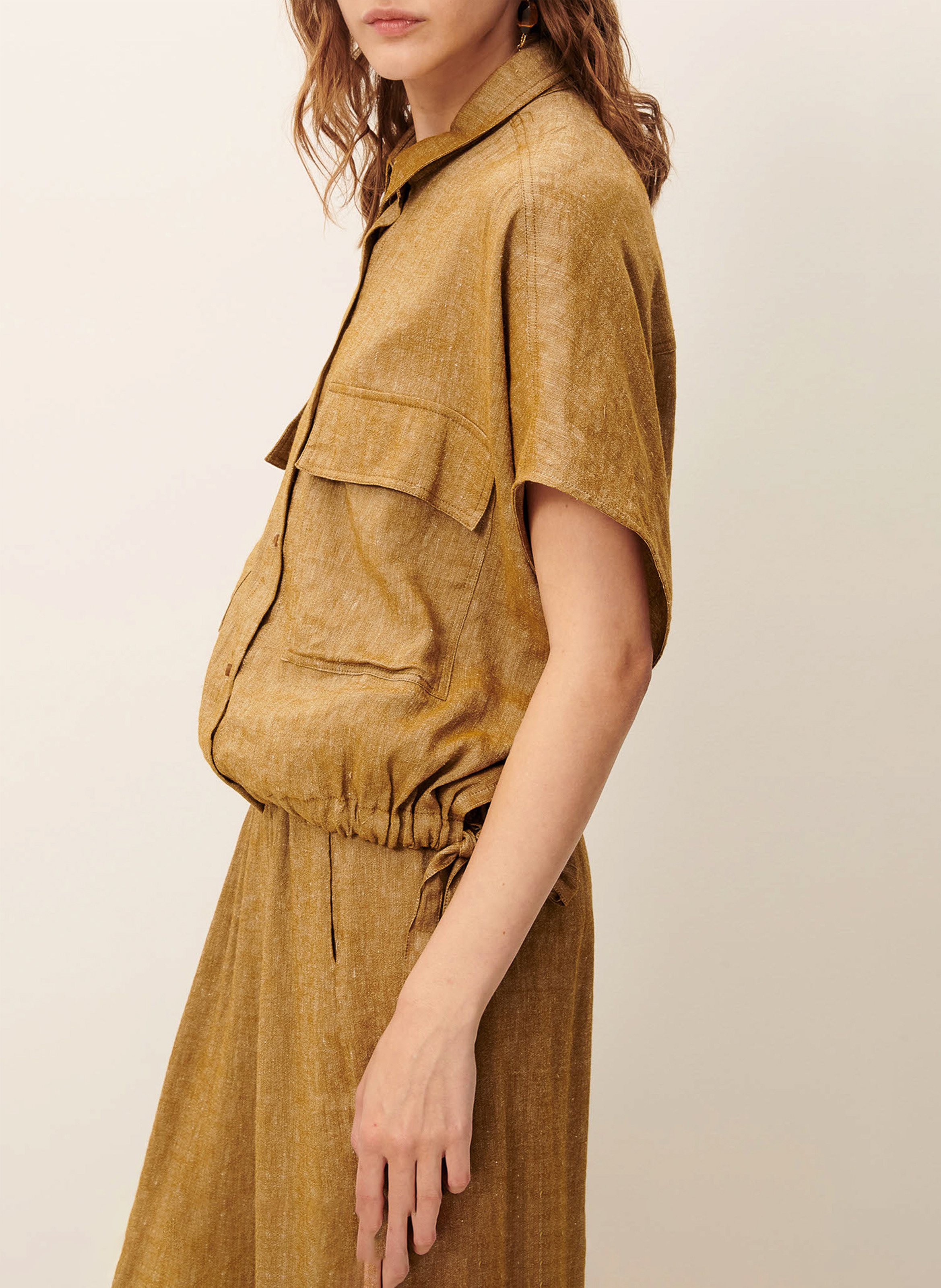 Oversized blouse met klassieke kraag SESSUN Kaki