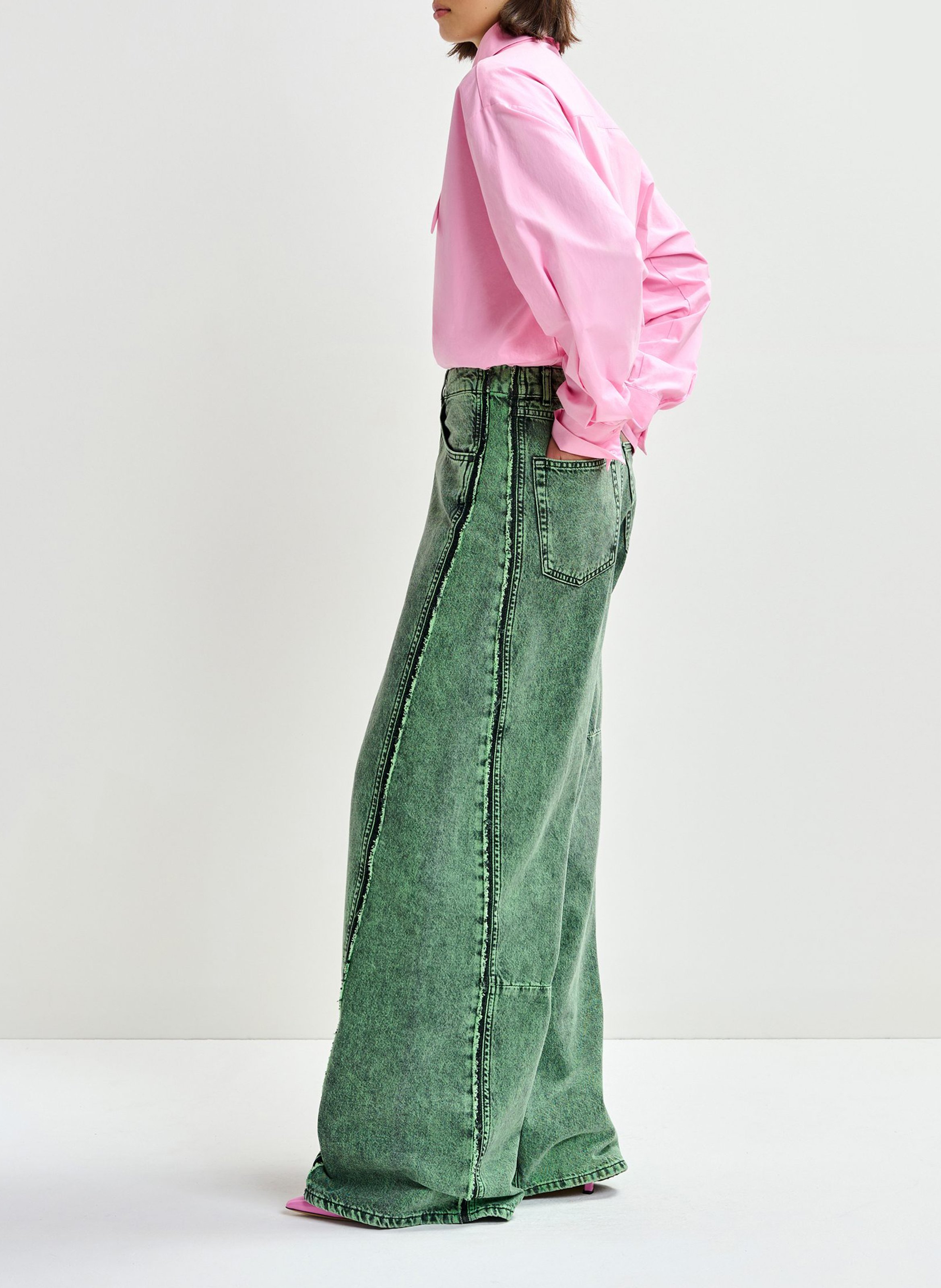 Oversized shirt with extended plain collar ESSENTIEL ANTWERP Pink