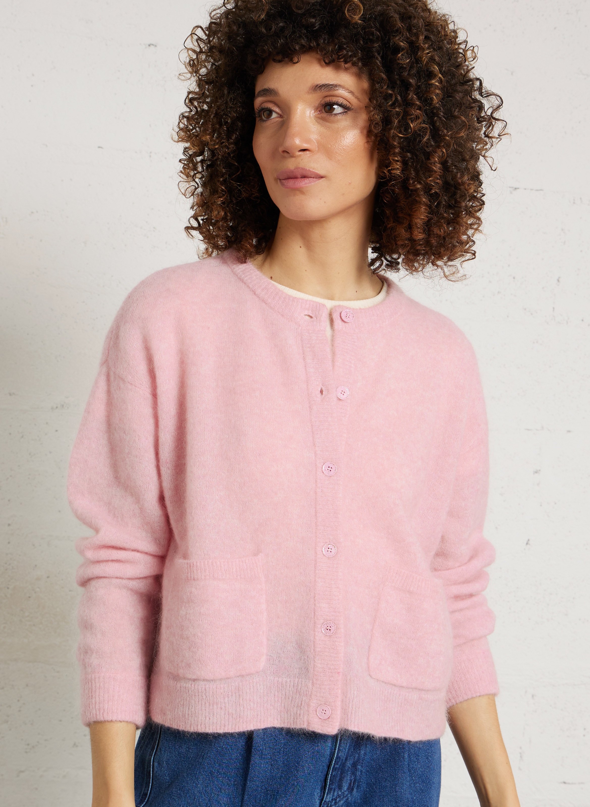 Gilet ample col rond en mohair mélangé DES PETITS HAUTS