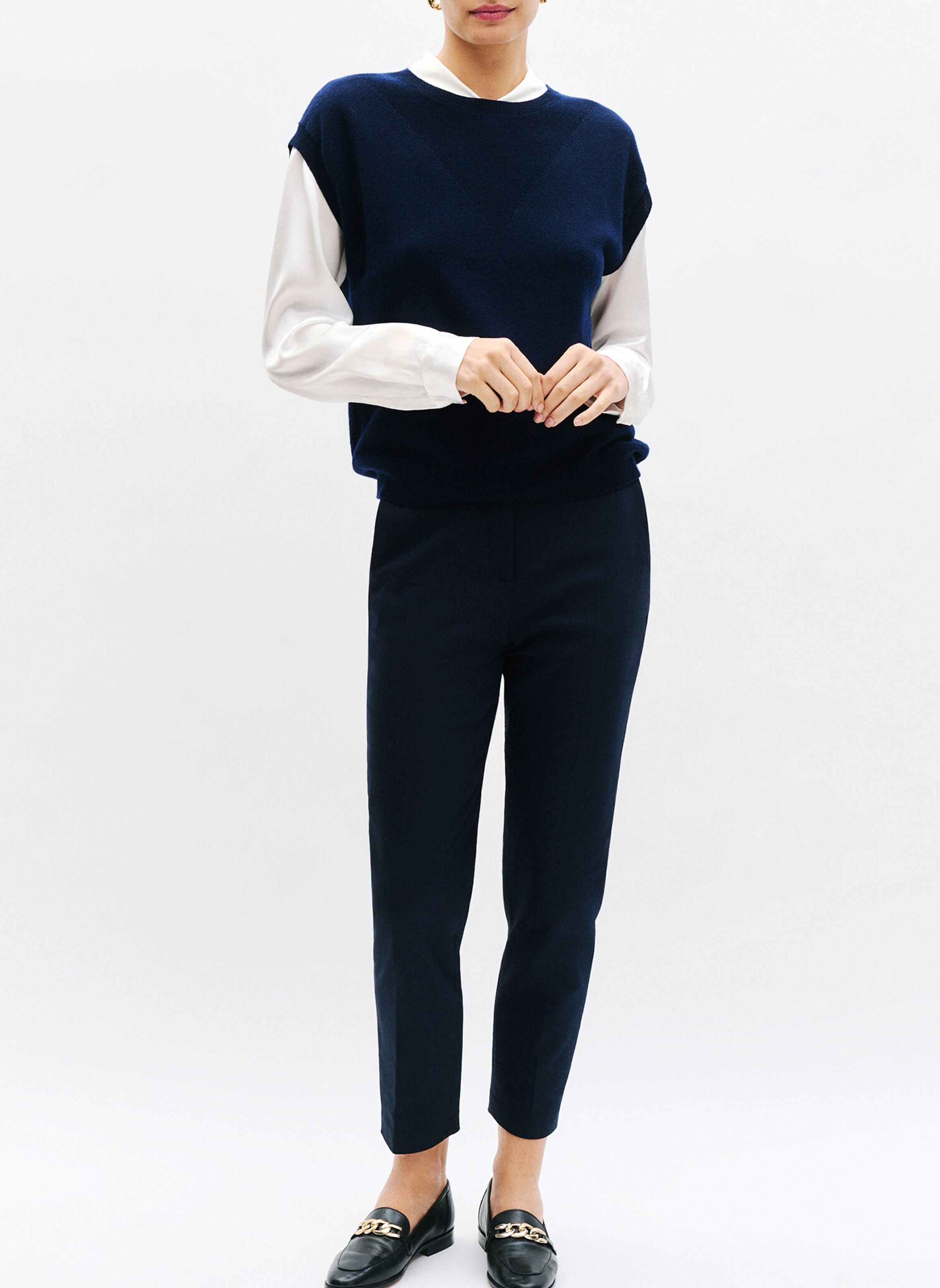 Broek met toelopende pijpen | katoenblend CAROLL Blauw