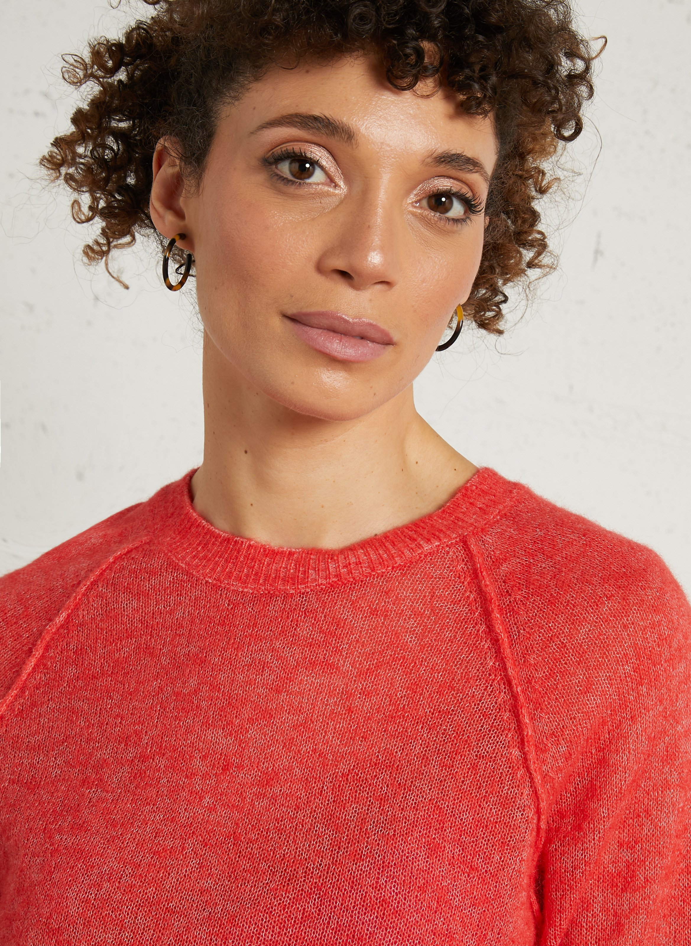 Round-neck wool-blend straight-cut sweater SUD EXPRESS Red