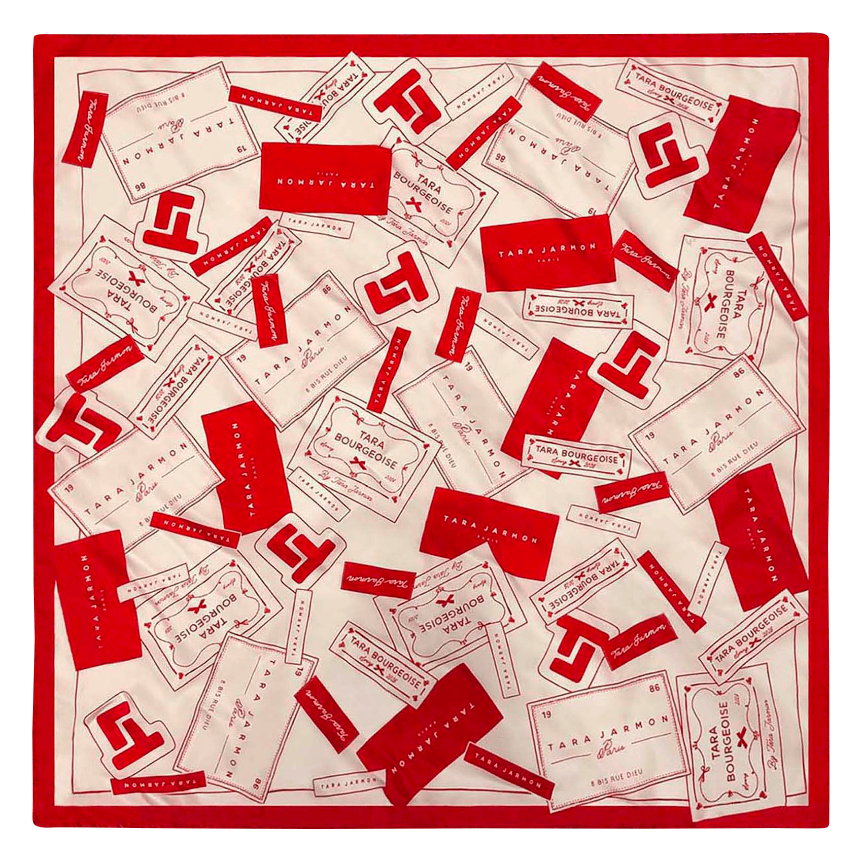 Carré en soie imprimé TARA JARMON Rouge