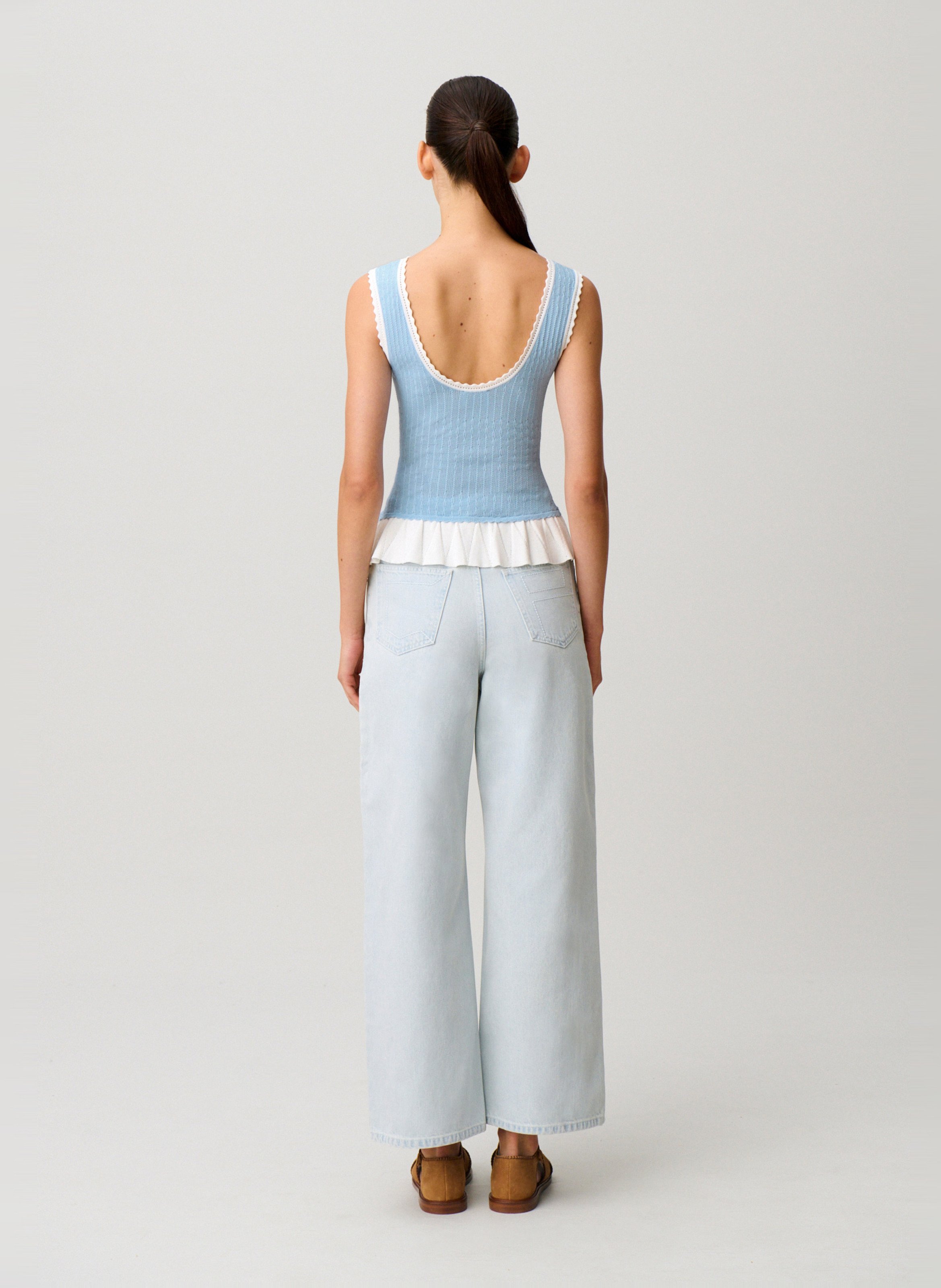 Fitted round-neck knit top CLAUDIE PIERLOT Blue