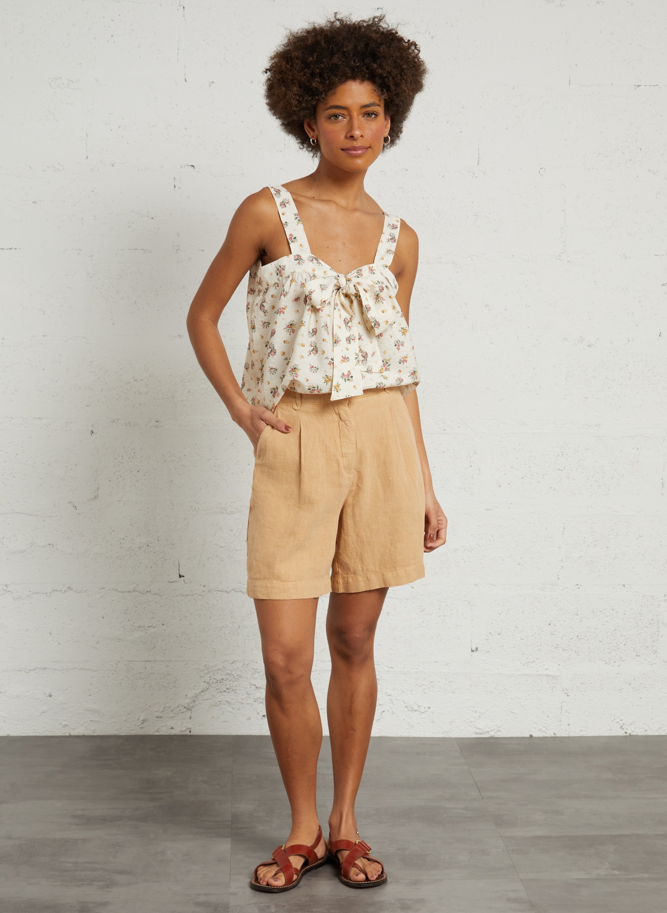 Oversized printed top EMILE ET IDA Beige