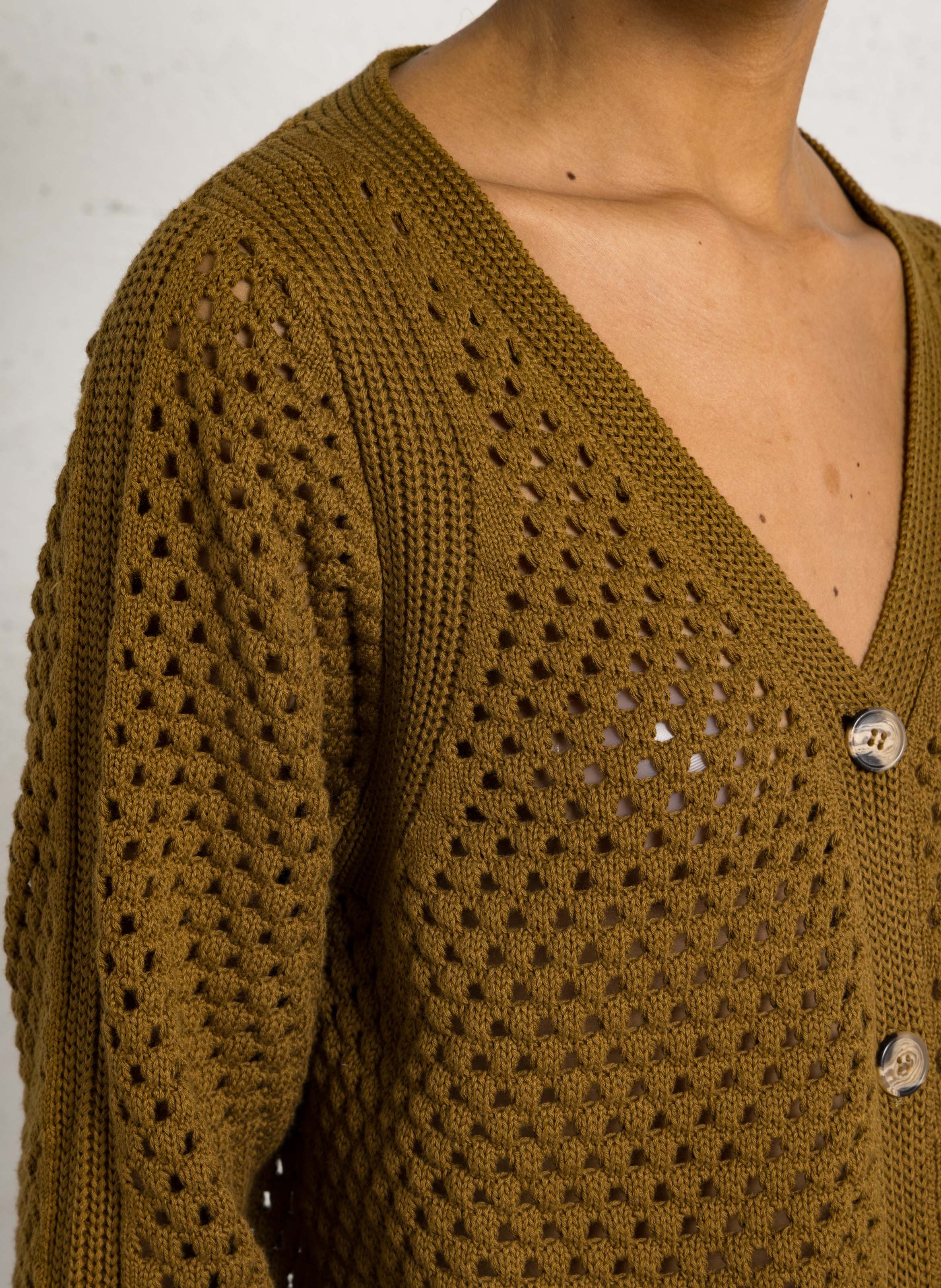 Oversized katoenen vest met V-hals LEON & HARPER Bruin