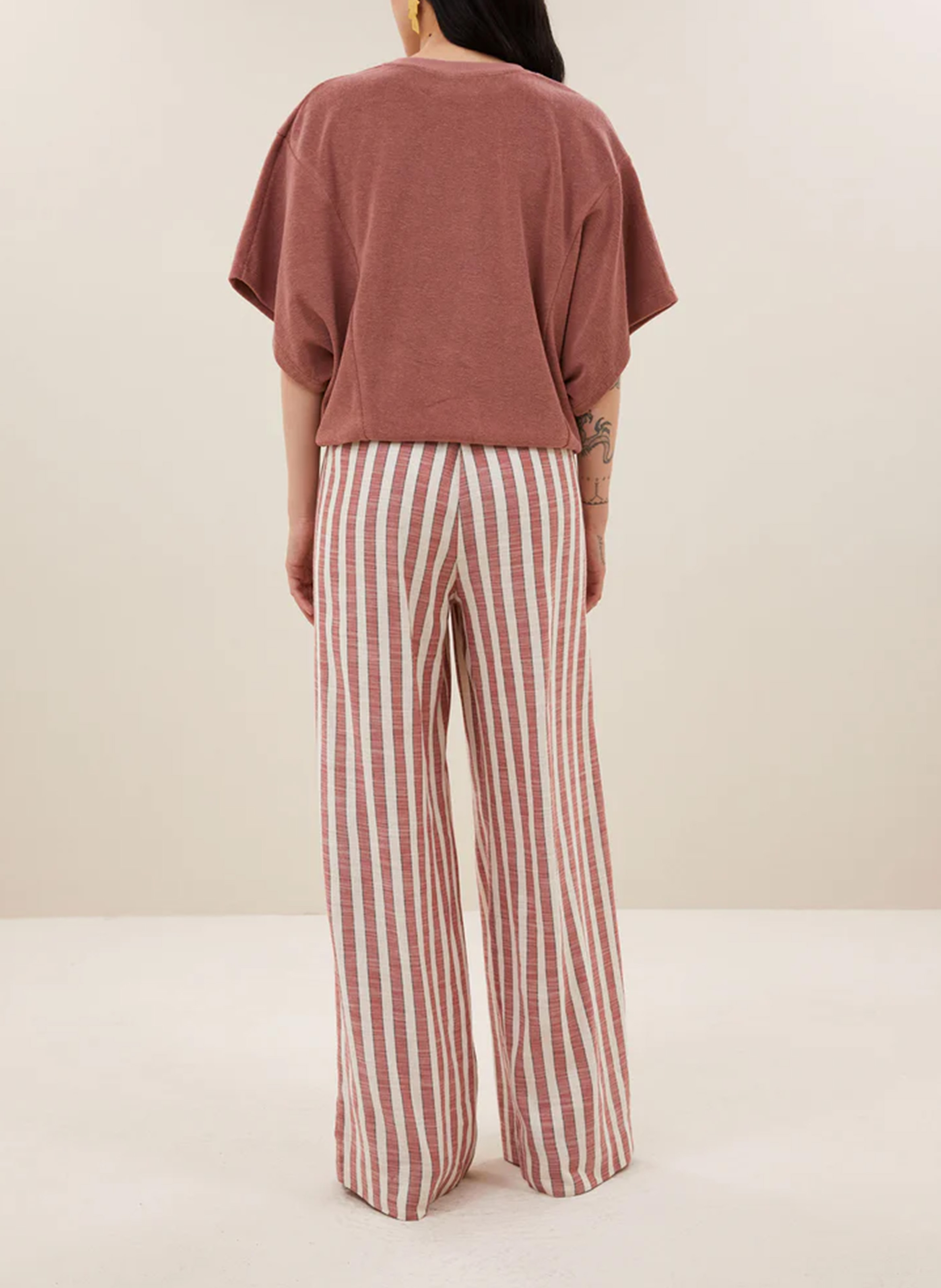 Top droit col rond en coton bio mélangé BY BAR Rose