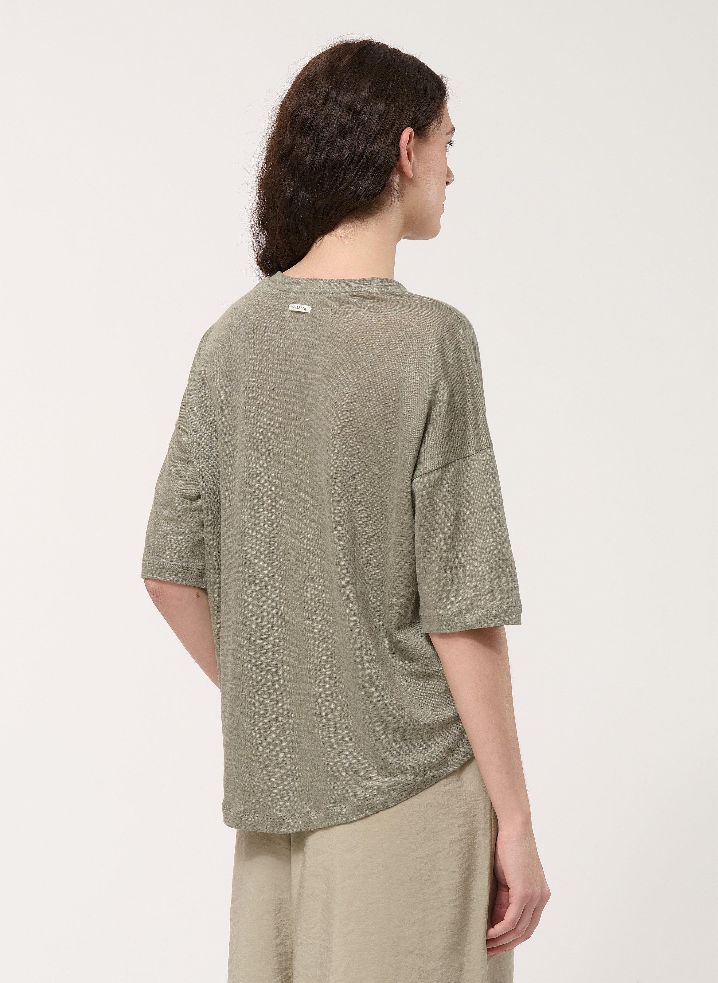 Tee-shirt col V en lin HUMILITY Vert