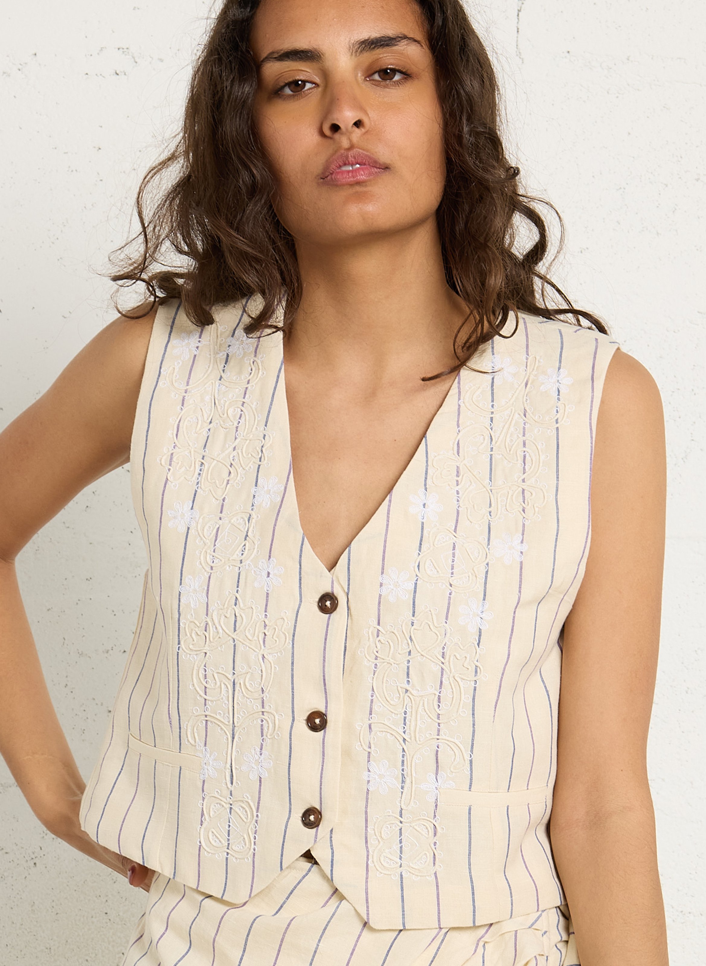 Veste col V  LOUISE MISHA Beige