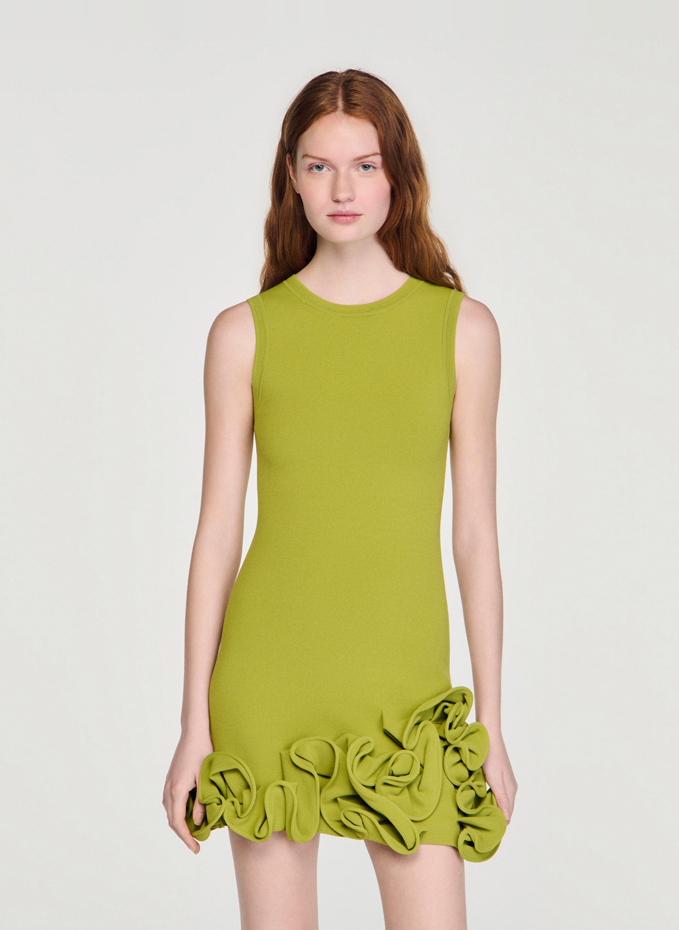 Robe courte col rond SANDRO Vert