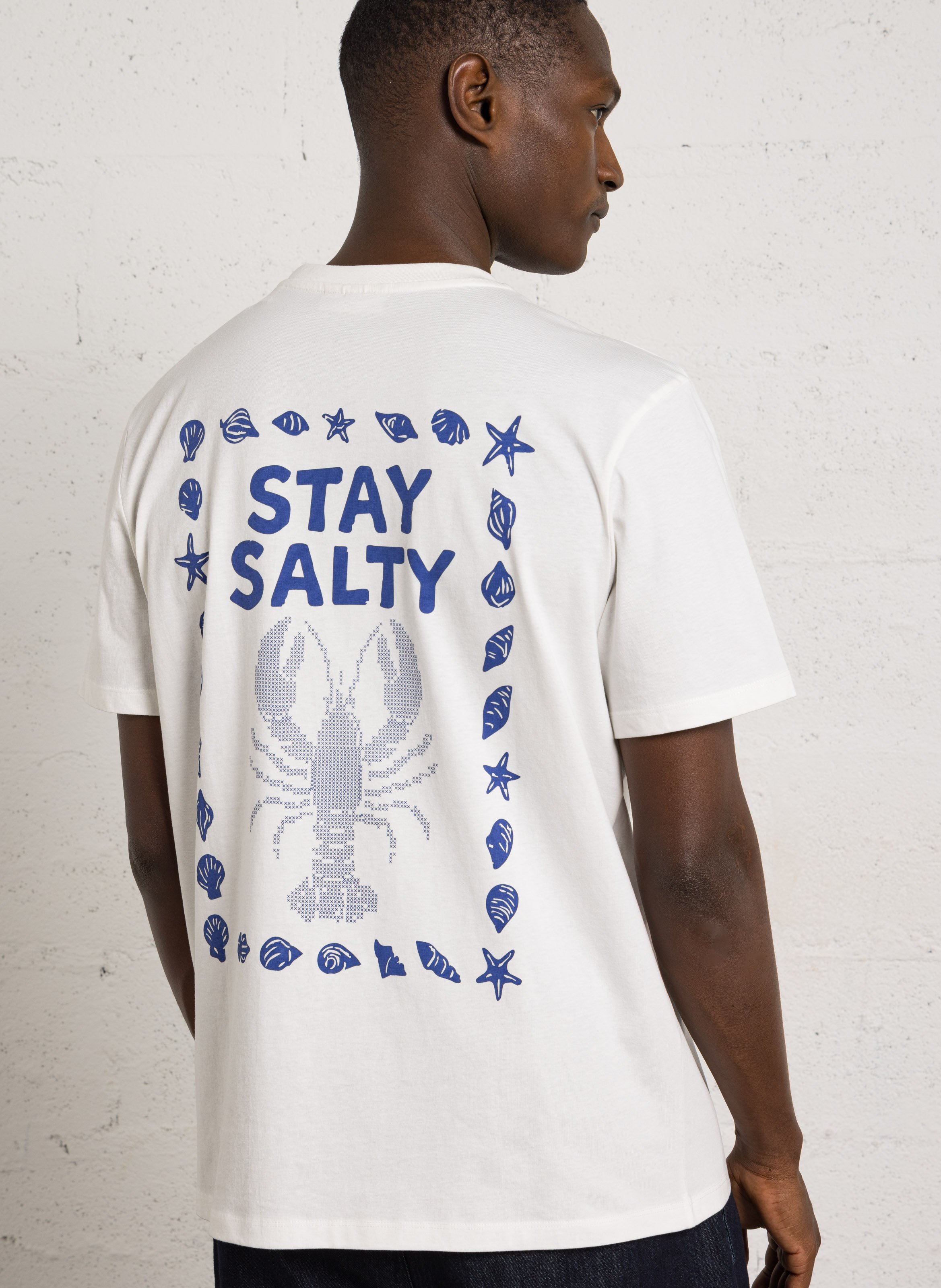 Camiseta de algodón recta serigrafiada CASUAL FRIDAY Azul