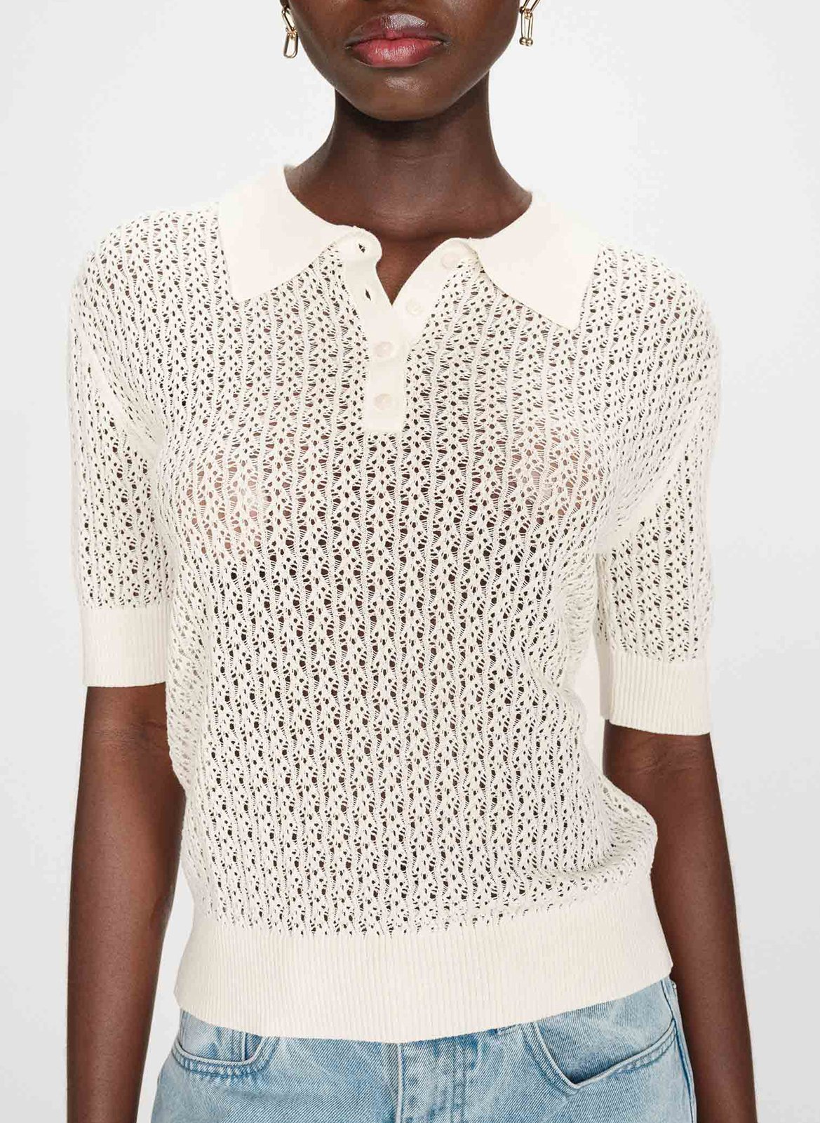 Cardigan droit tricot fantaisie GRACE ET MILA Blanc