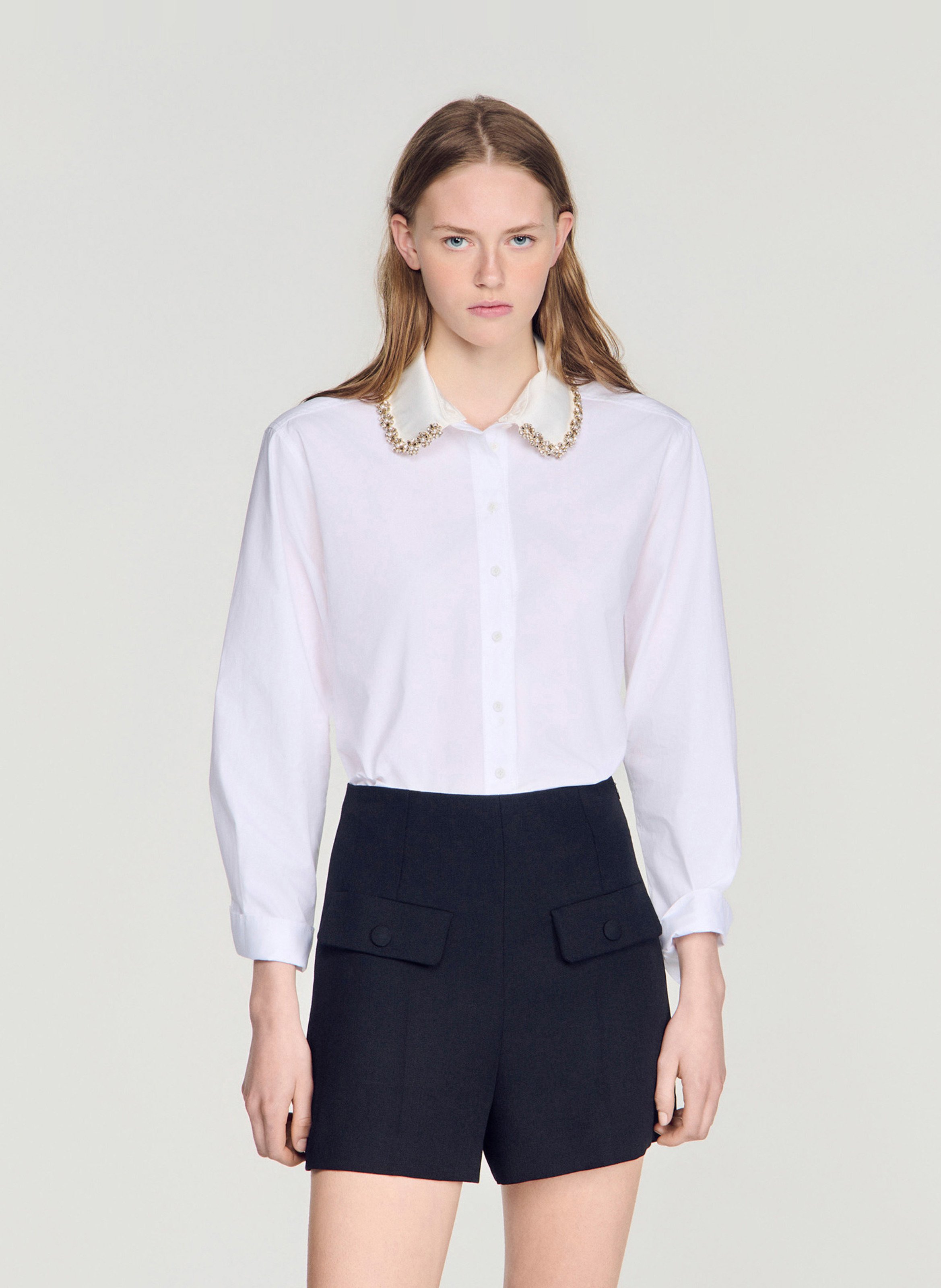 Katoenen blouse met klassieke kraag SANDRO Wit