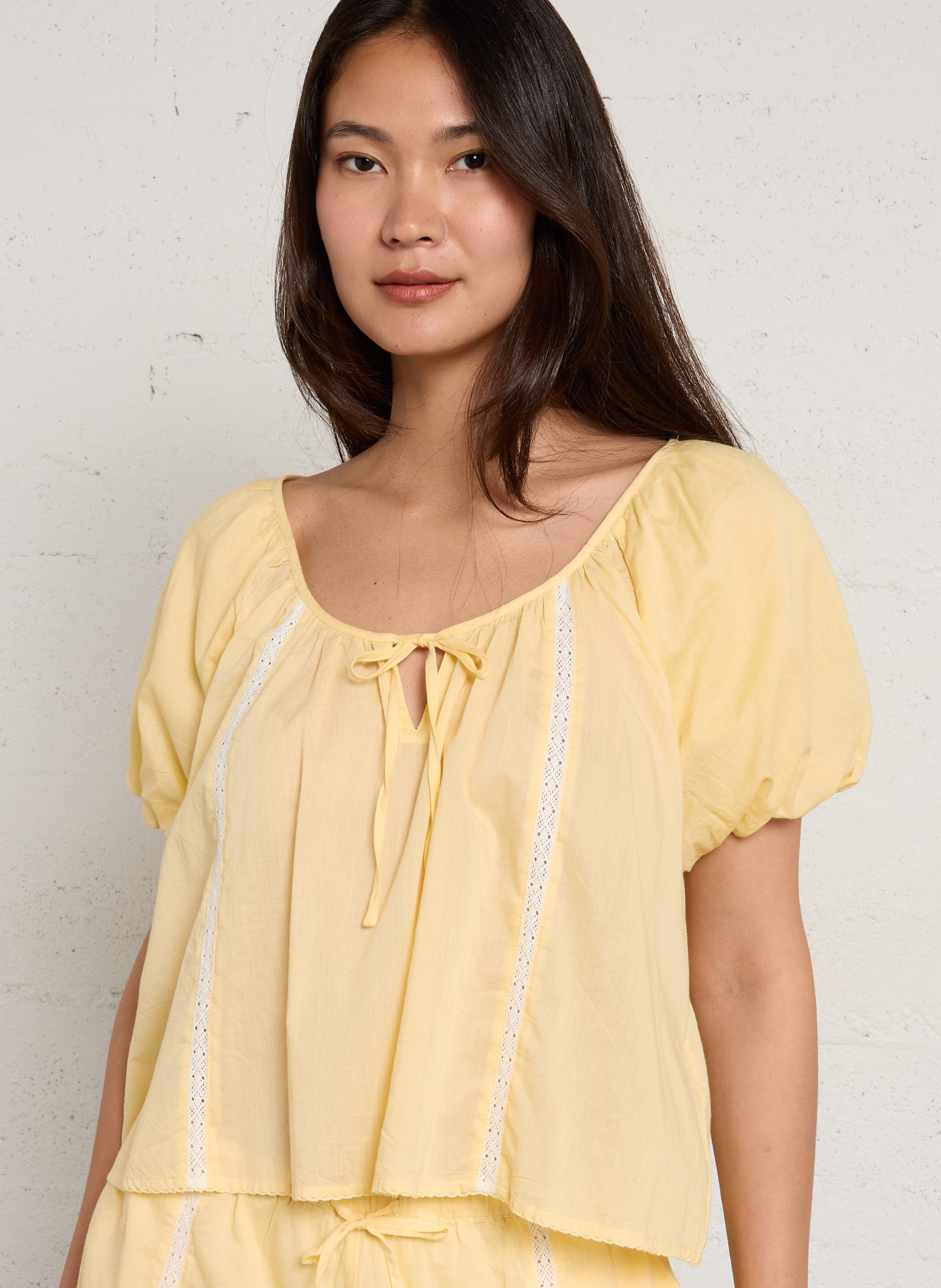 Top mit weiten kurzen Ärmeln aus Bio-Baumwolle DAMSON MADDER Beige