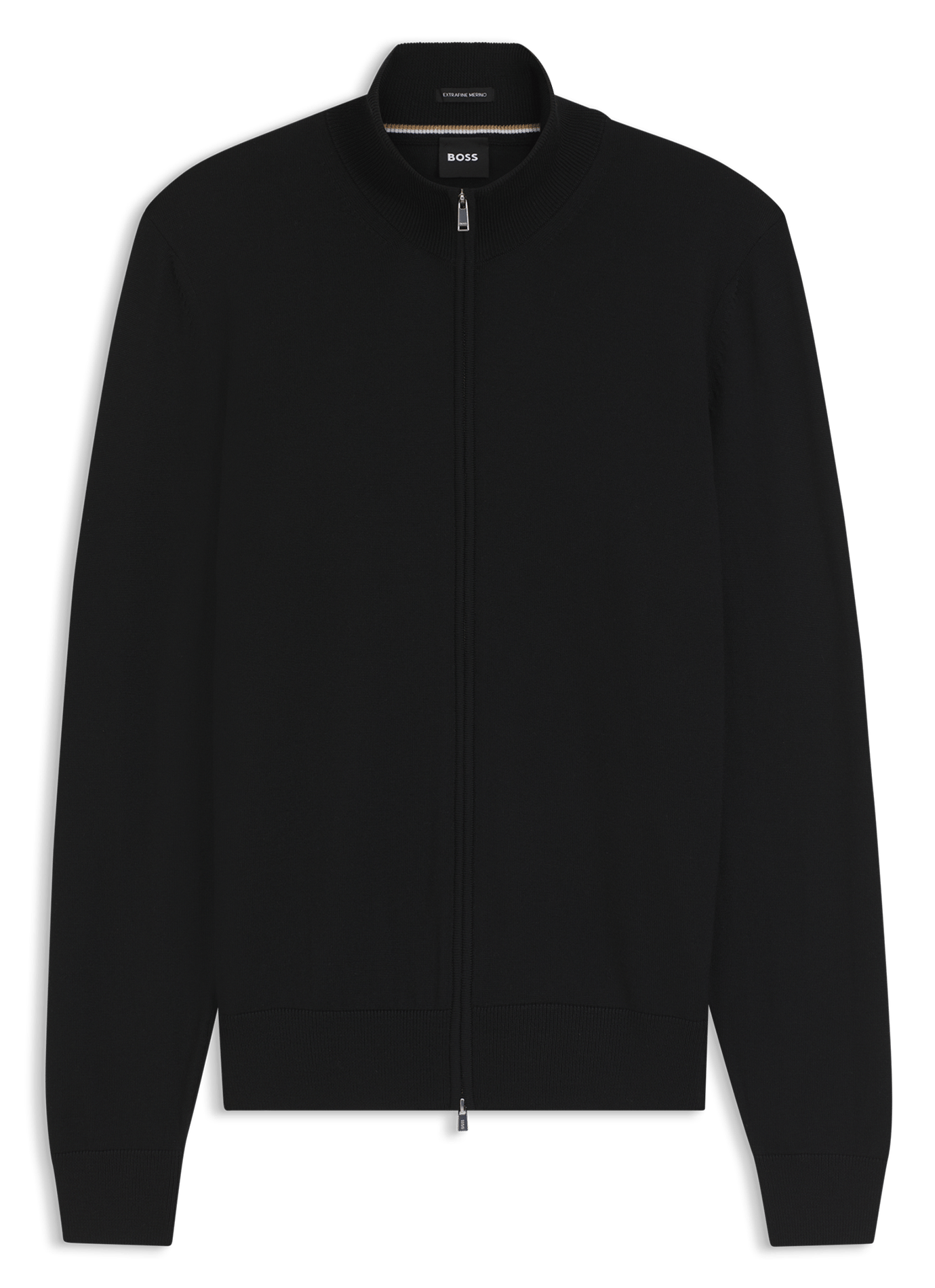 Pull zippé en laine mérinos BOSS Noir