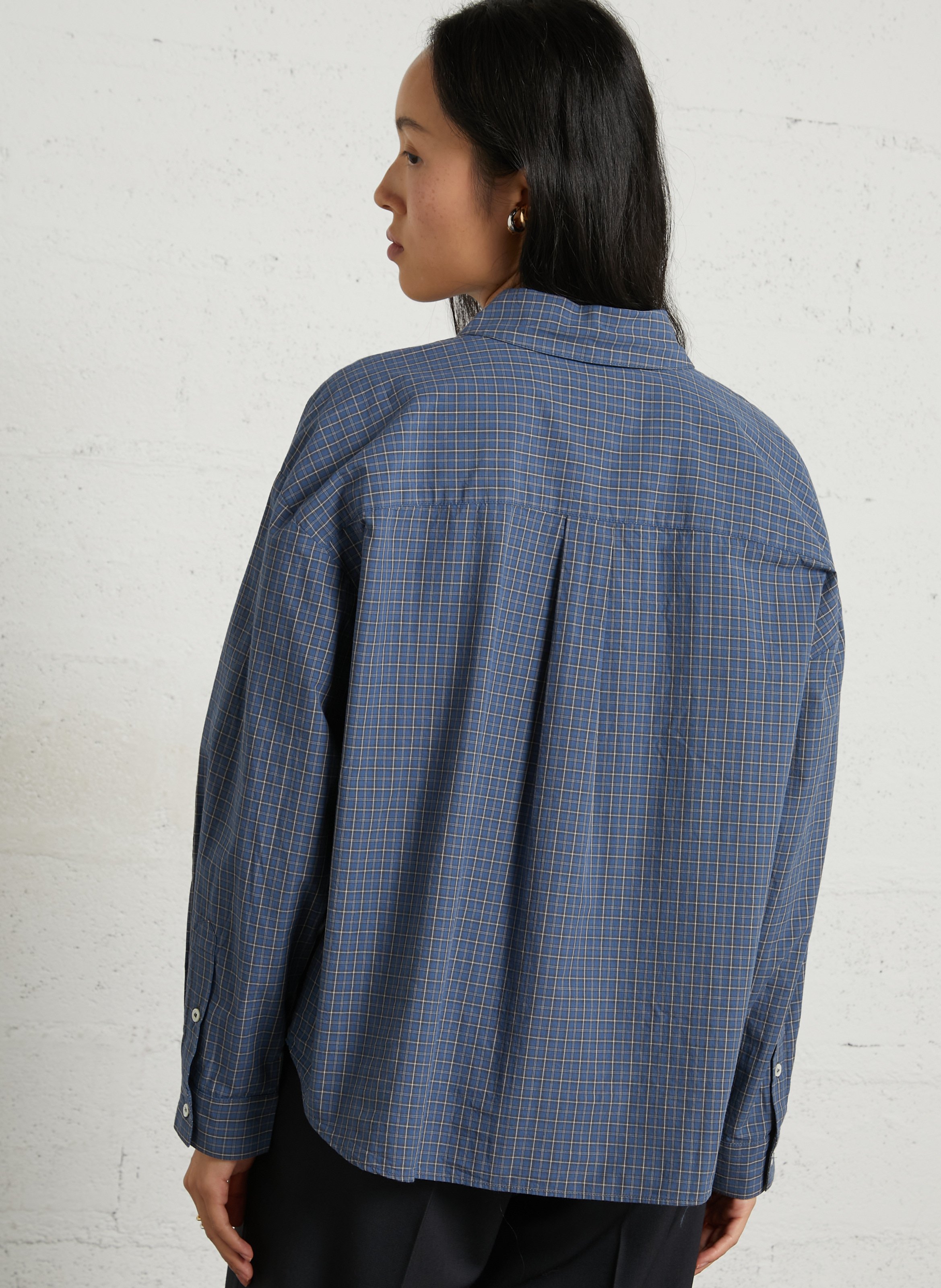 Blouse van biokatoen met klassieke kraag MASSCOB Blauw