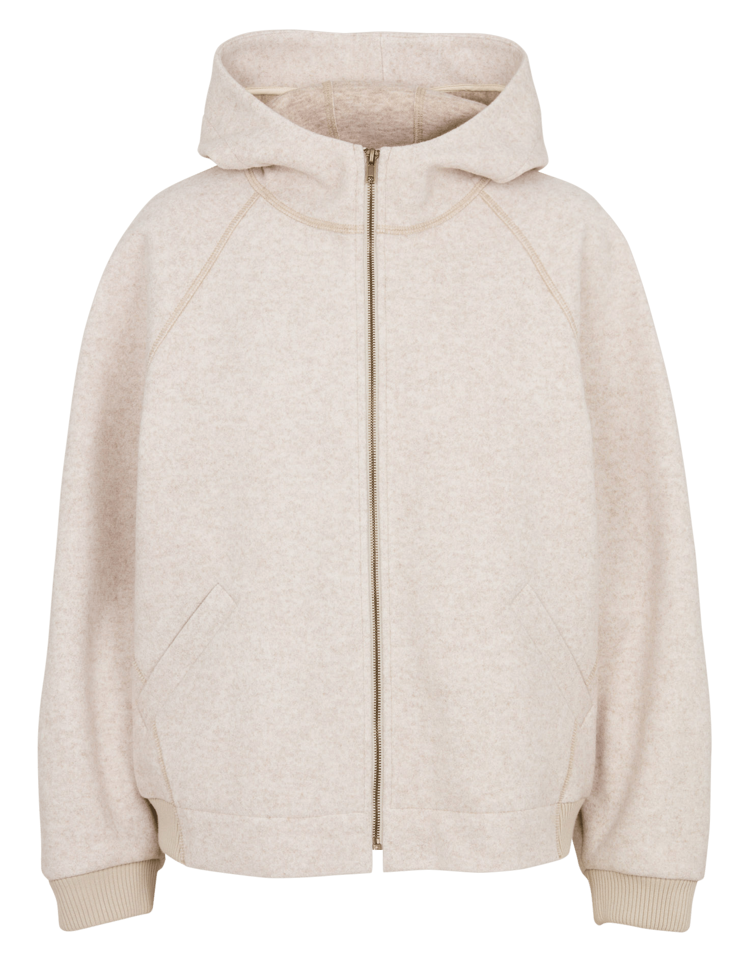 Gerade geschnittene Jacke mit hohem Reißverschlusskragen und Kapuze COTELAC ACOTE Beige