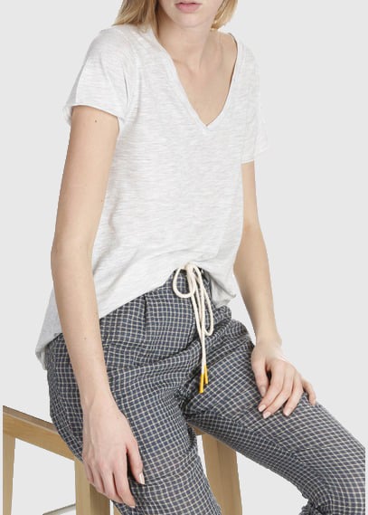 Tee-shirt col V en coton mélangé AMERICAN VINTAGE