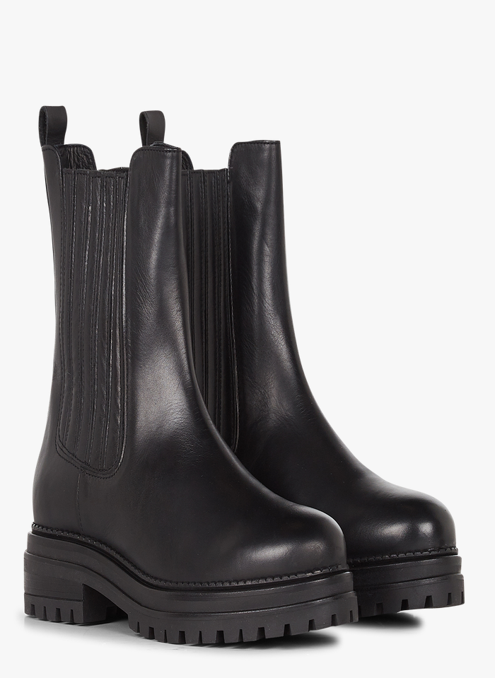 Leather Chelsea Boots Noir Cosmoparis Women | Place des Tendances