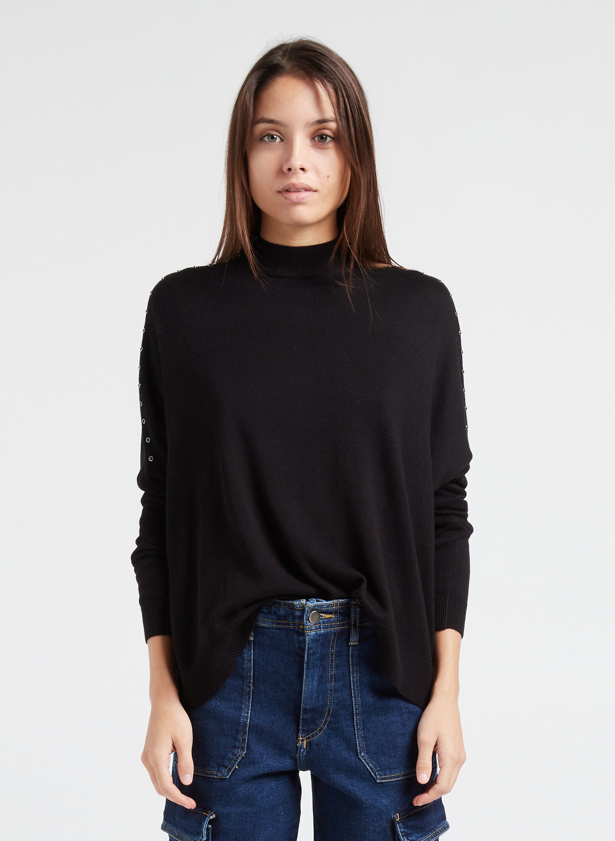 Sueter cuello alto online negro mujer