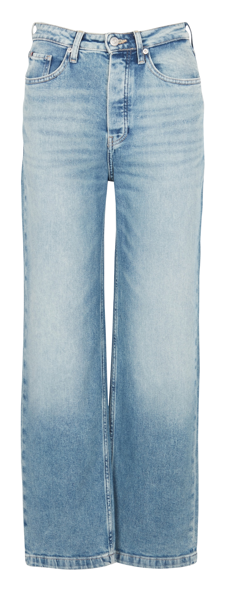 Jean droit taille haute en coton mélangé TOMMY HILFIGER Bleu